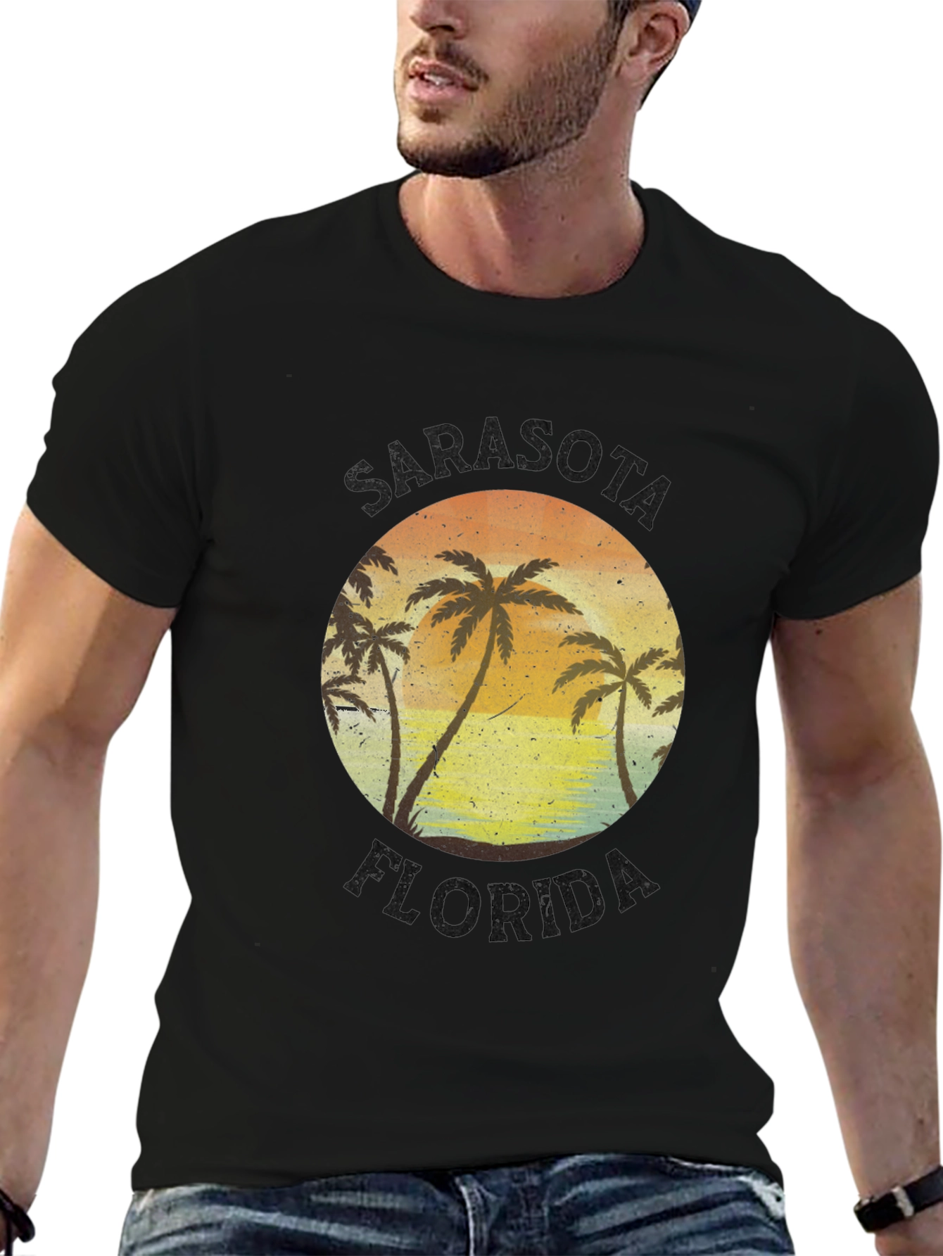 Sarasota Florida Palm Tree Sunset Graphic T-Shirt
