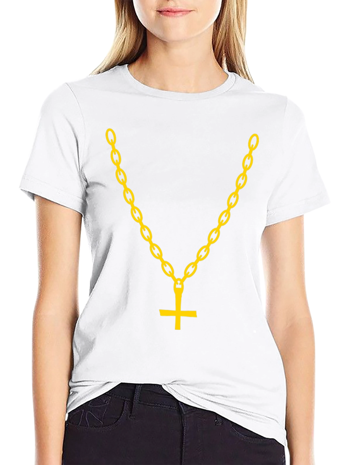 Inverted Cross Chain Graphic Tee - Bold Statement Shirt