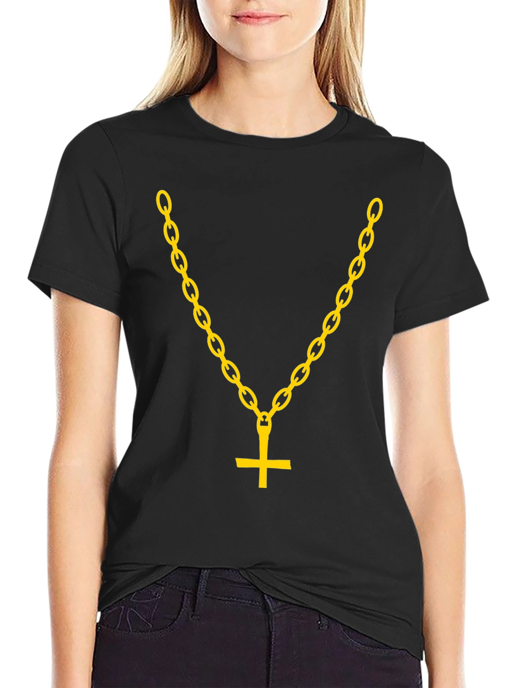 Inverted Cross Chain Graphic Tee - Bold Statement Shirt