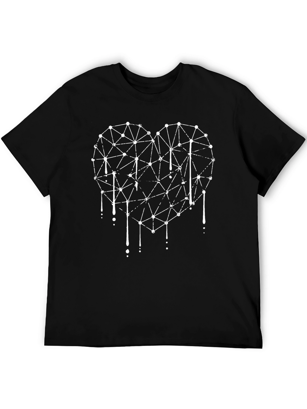 Geometric Heart Drip Graphic Tee - Modern Style