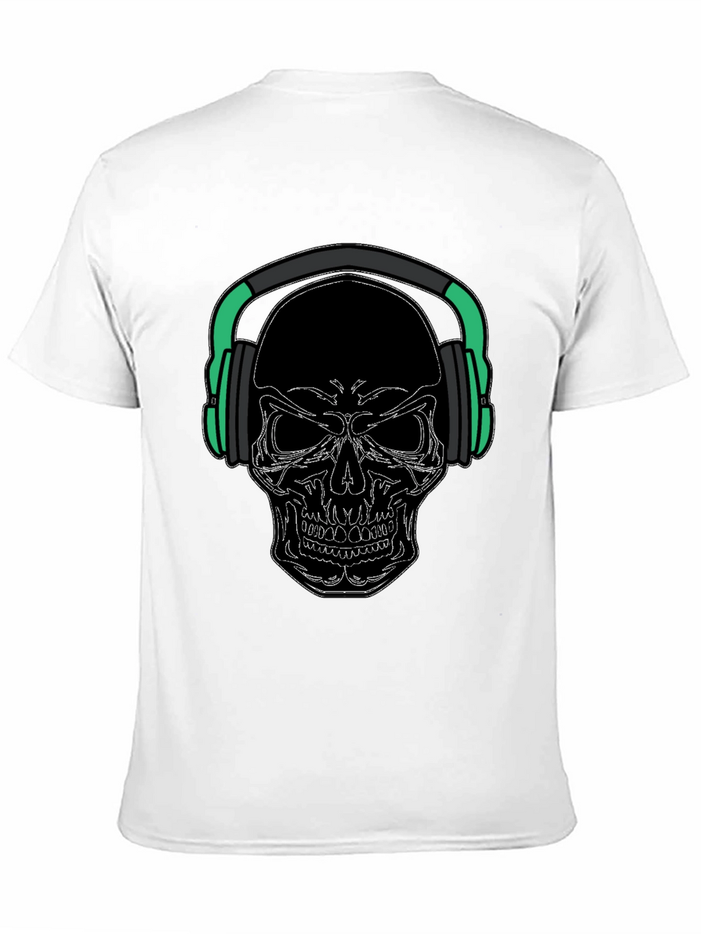 Skull with Headphones Graphic Tee - Black