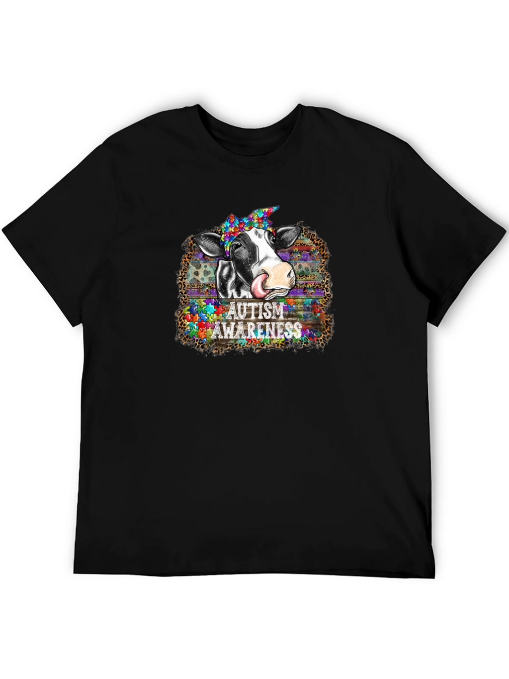 Autism Awareness Cow Graphic T-Shirt