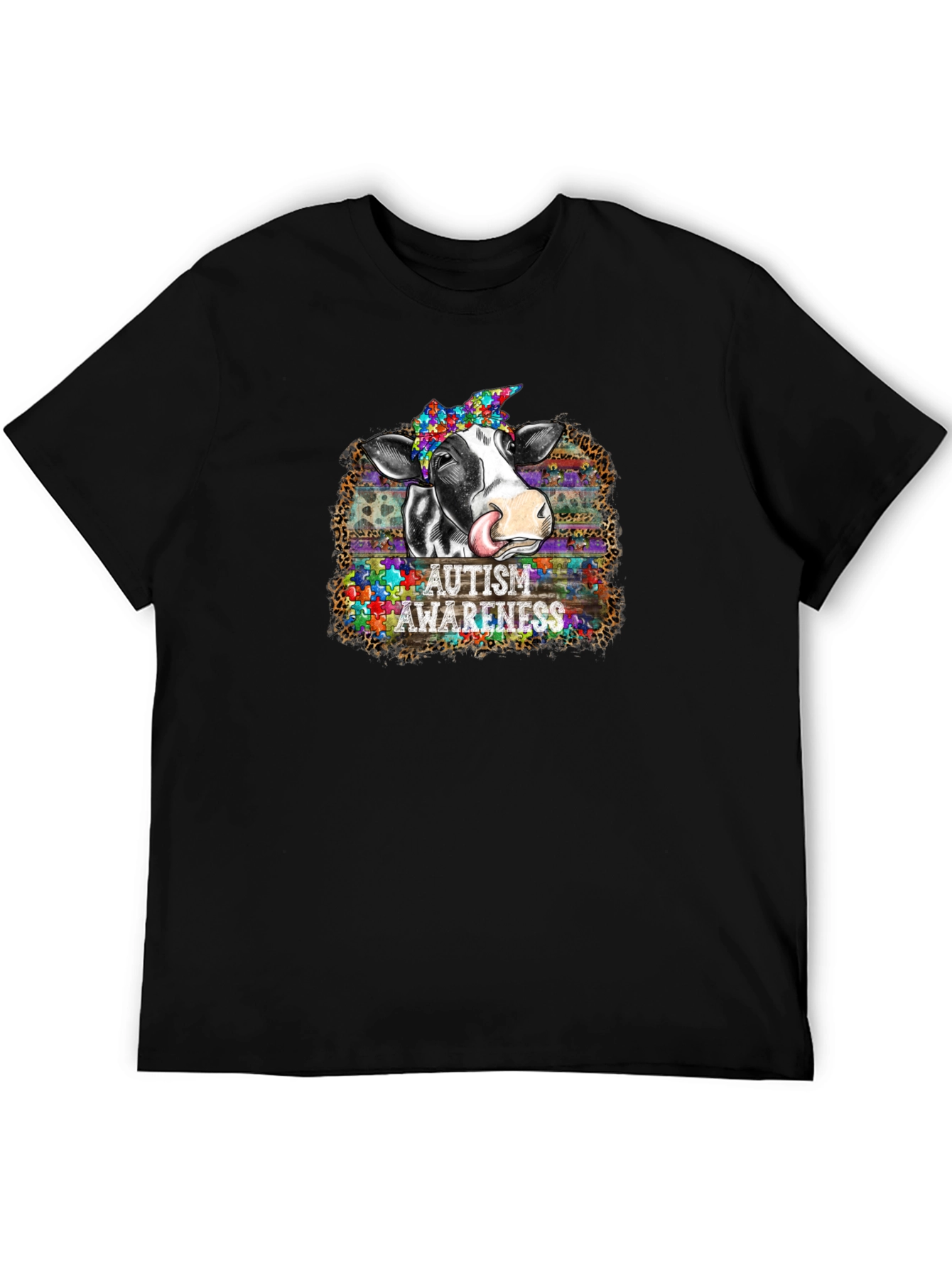 Autism Awareness Cow Graphic T-Shirt