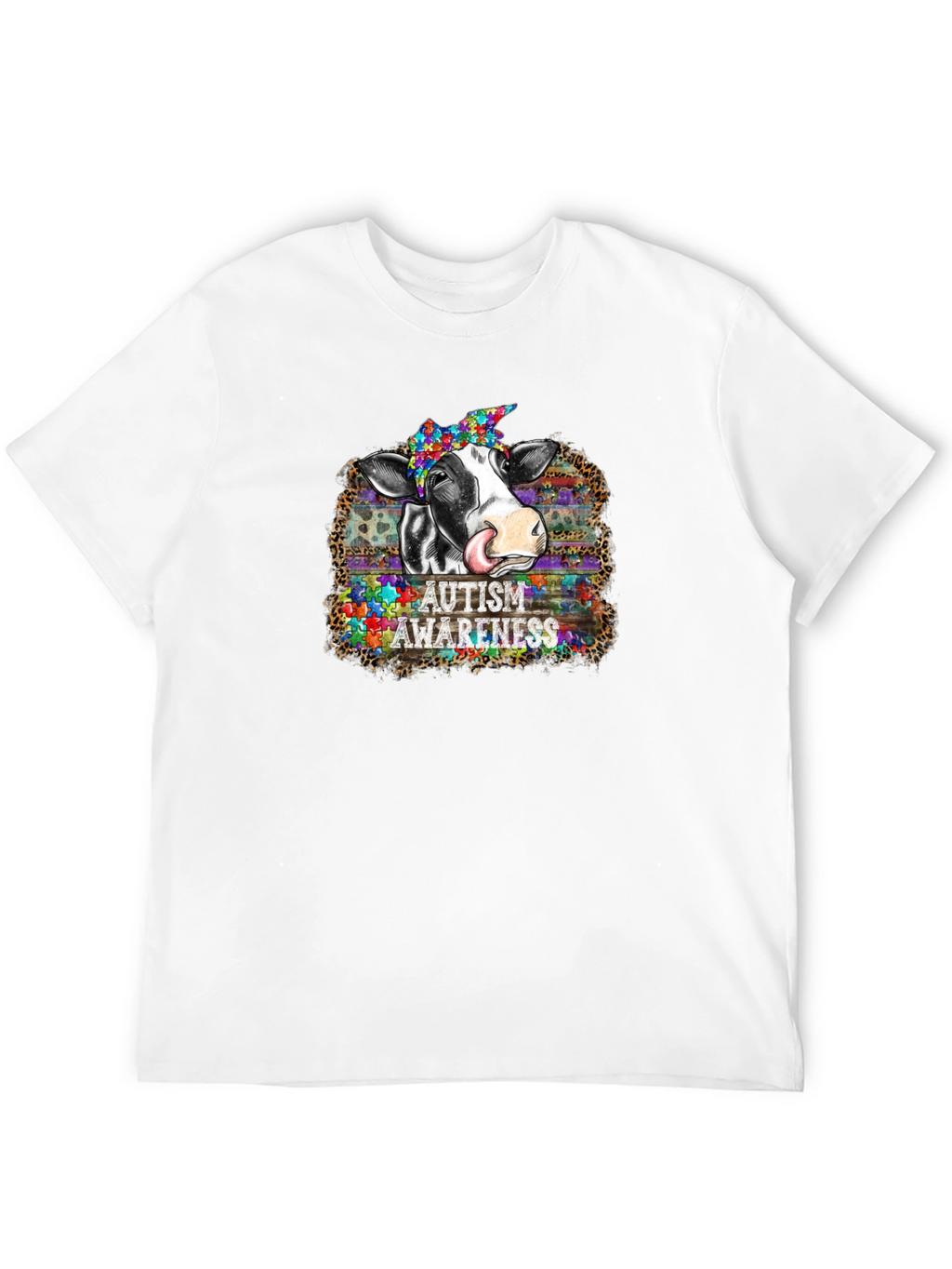 Autism Awareness Cow Graphic T-Shirt