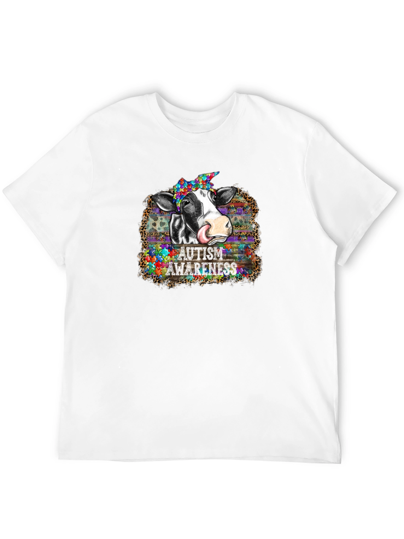 Autism Awareness Cow Graphic T-Shirt