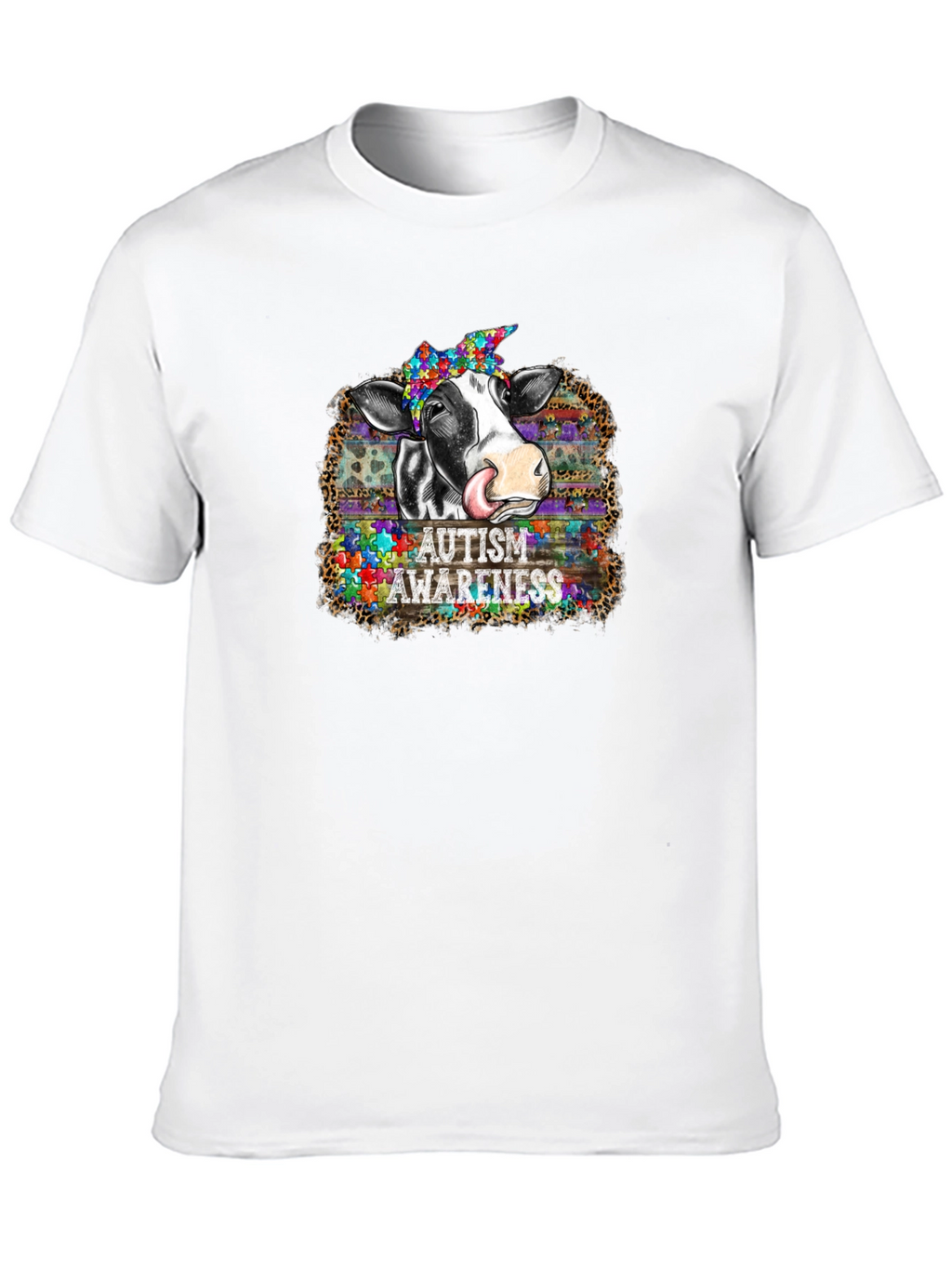 Autism Awareness Cow Graphic T-Shirt