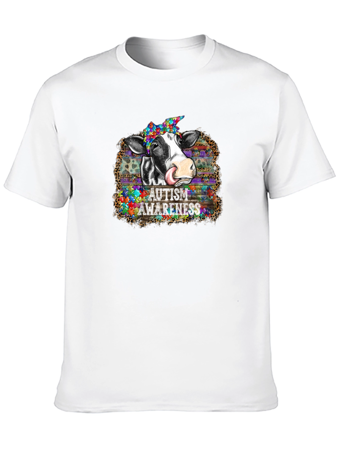 Autism Awareness Cow Graphic T-Shirt