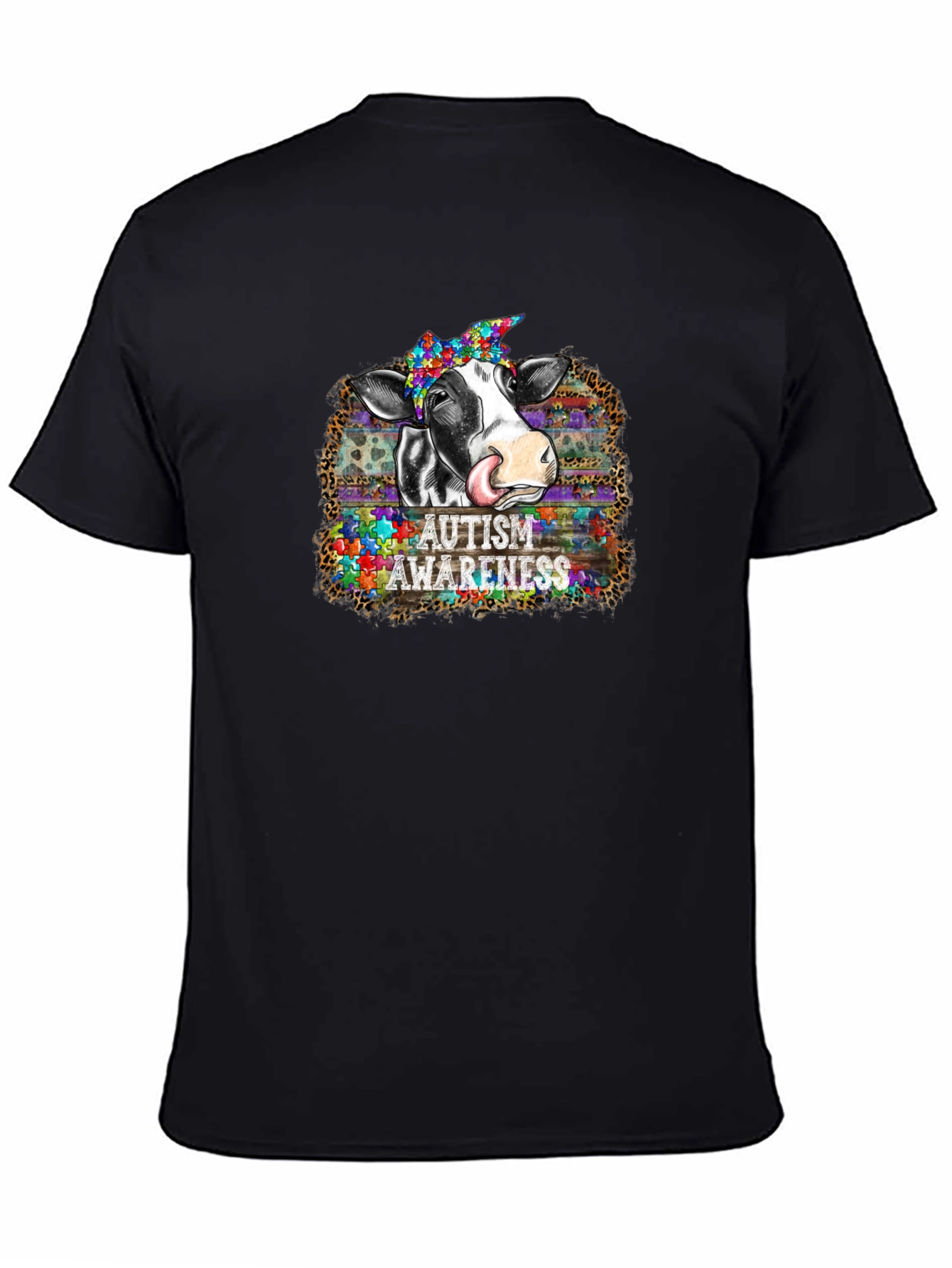 Autism Awareness Cow Graphic T-Shirt