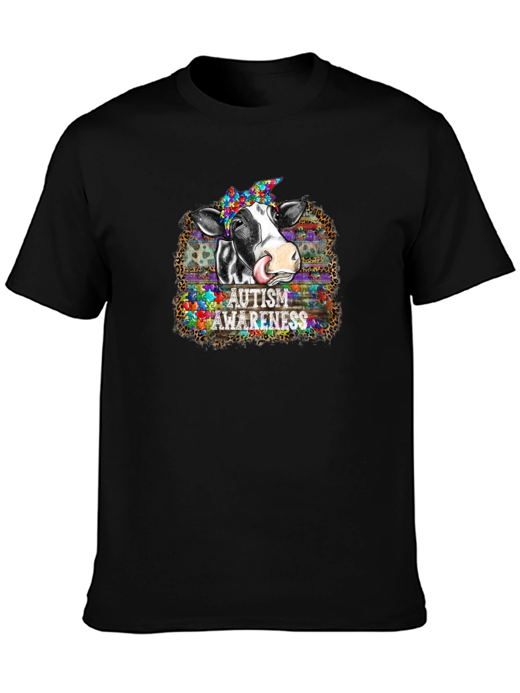Autism Awareness Cow Graphic T-Shirt