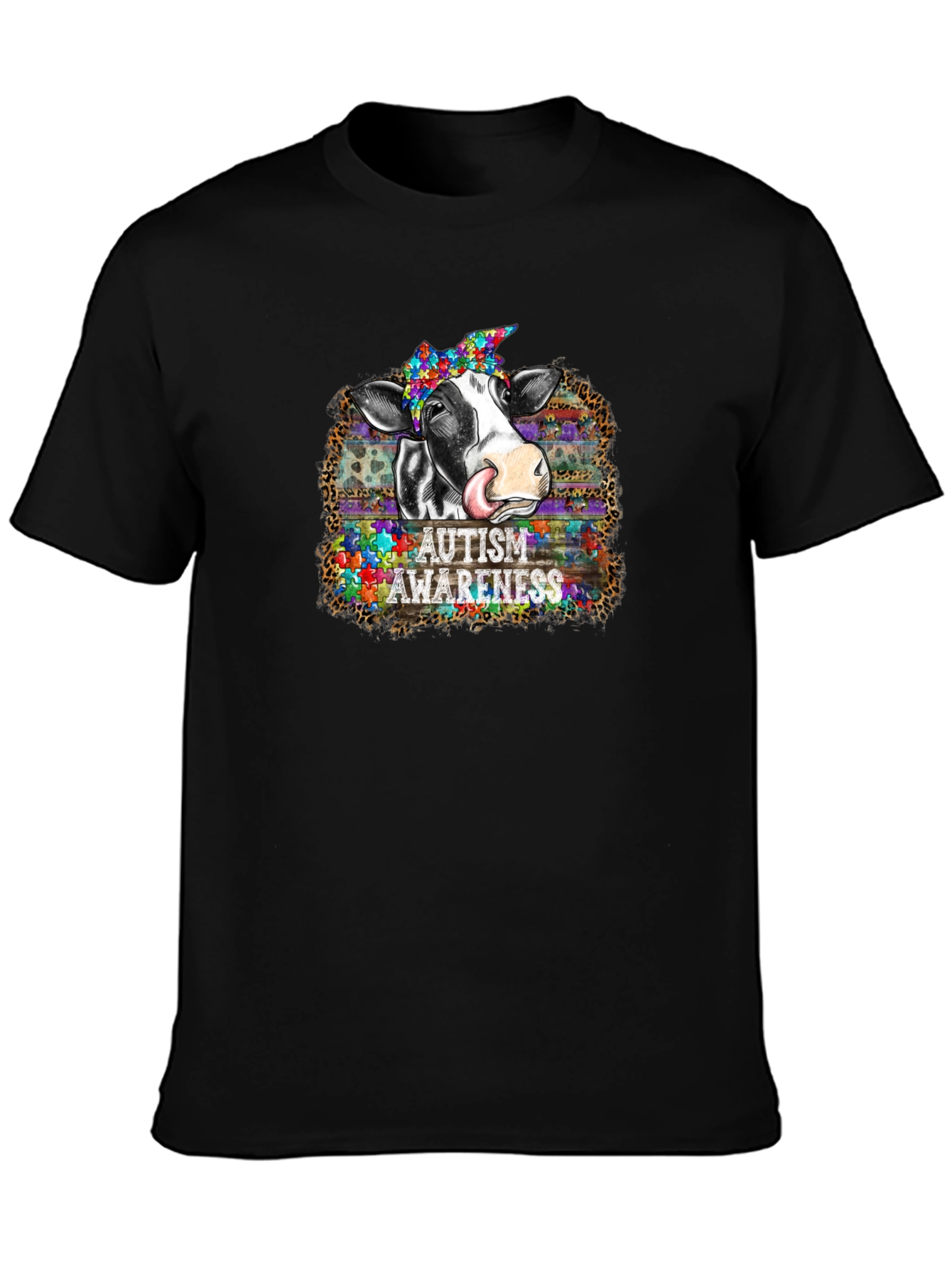 Autism Awareness Cow Graphic T-Shirt