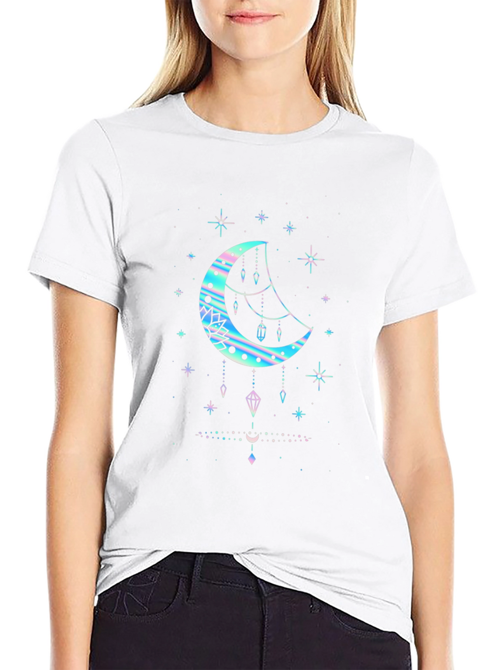 Celestial Moon Graphic T-Shirt - Black
