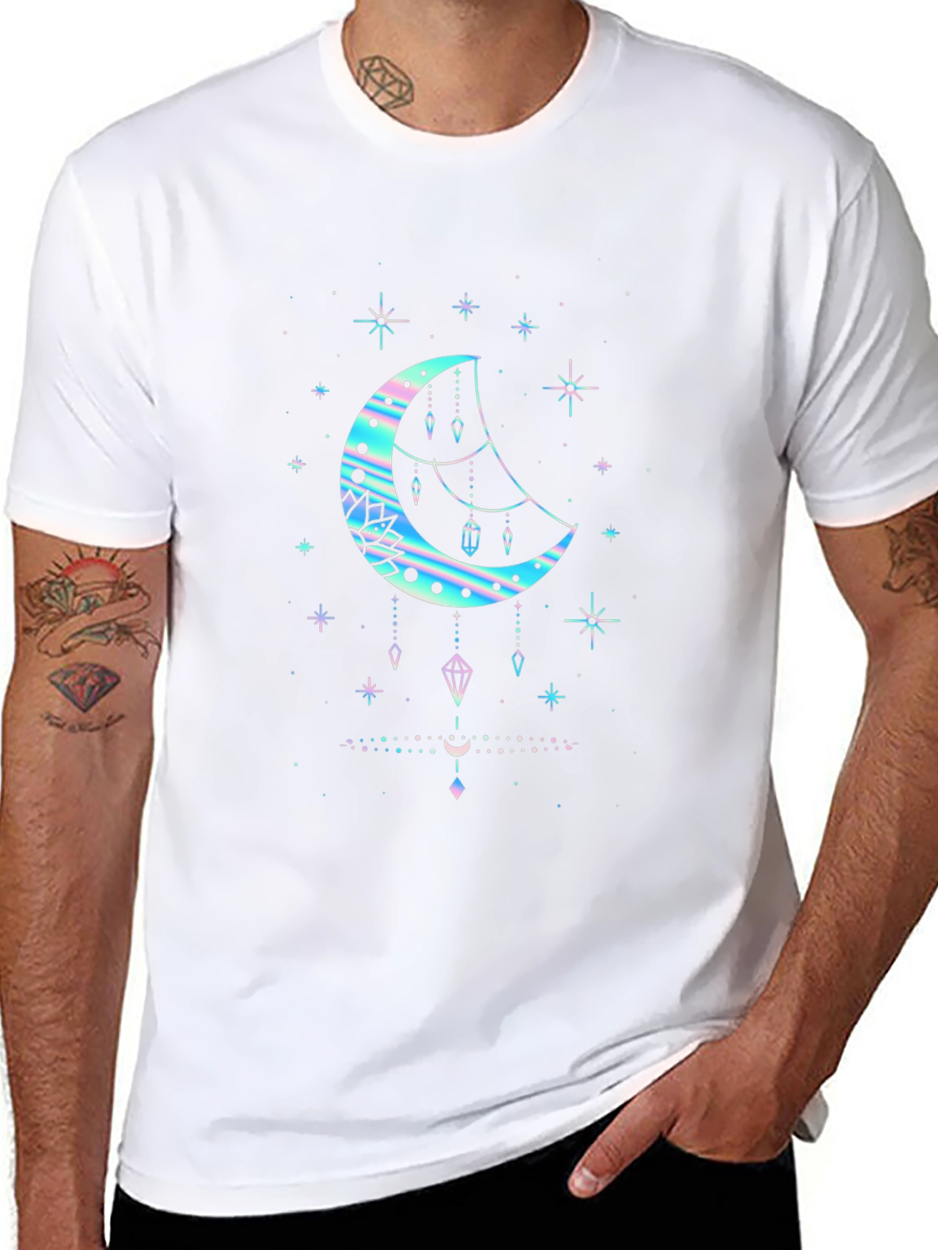 Celestial Moon Graphic T-Shirt - Black