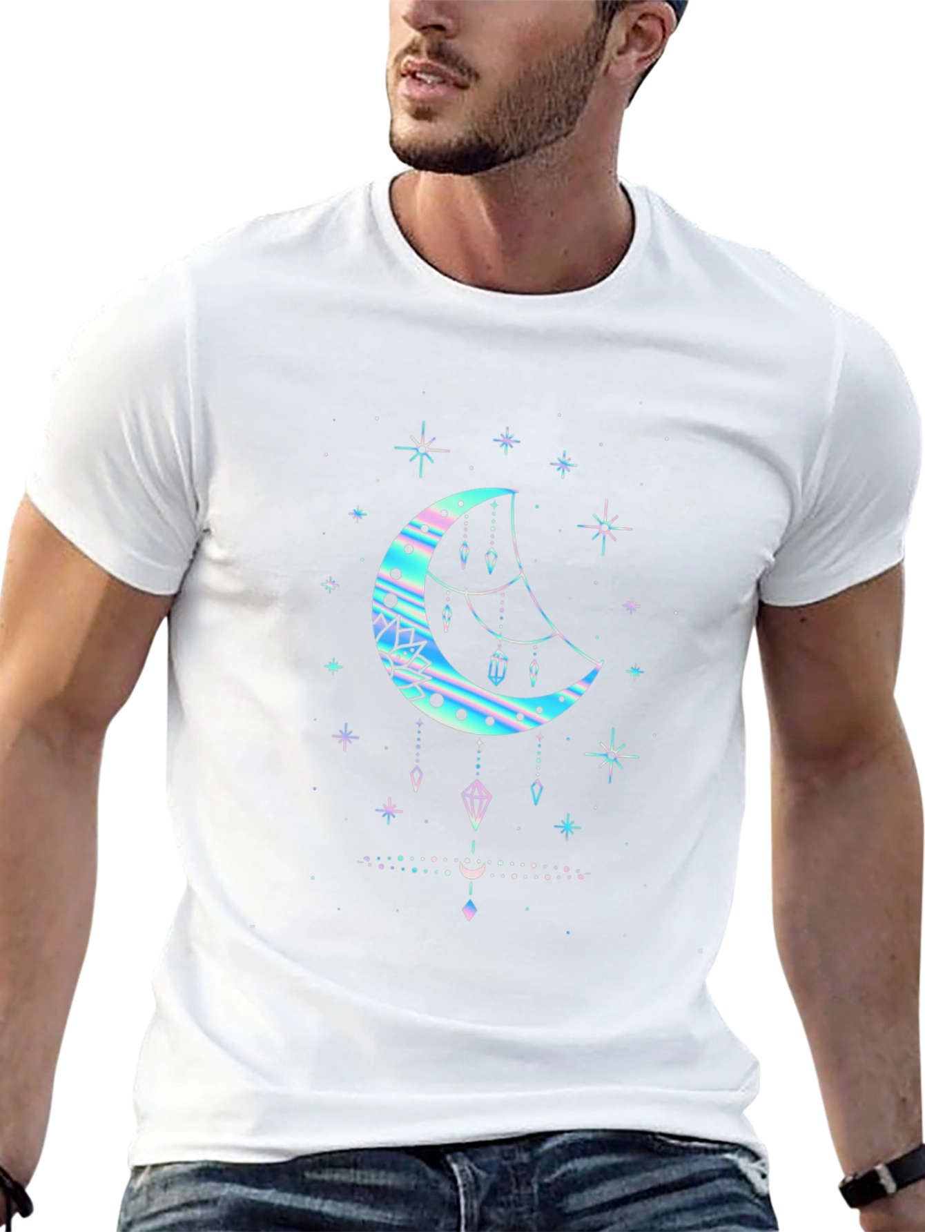 Celestial Moon Graphic T-Shirt - Black