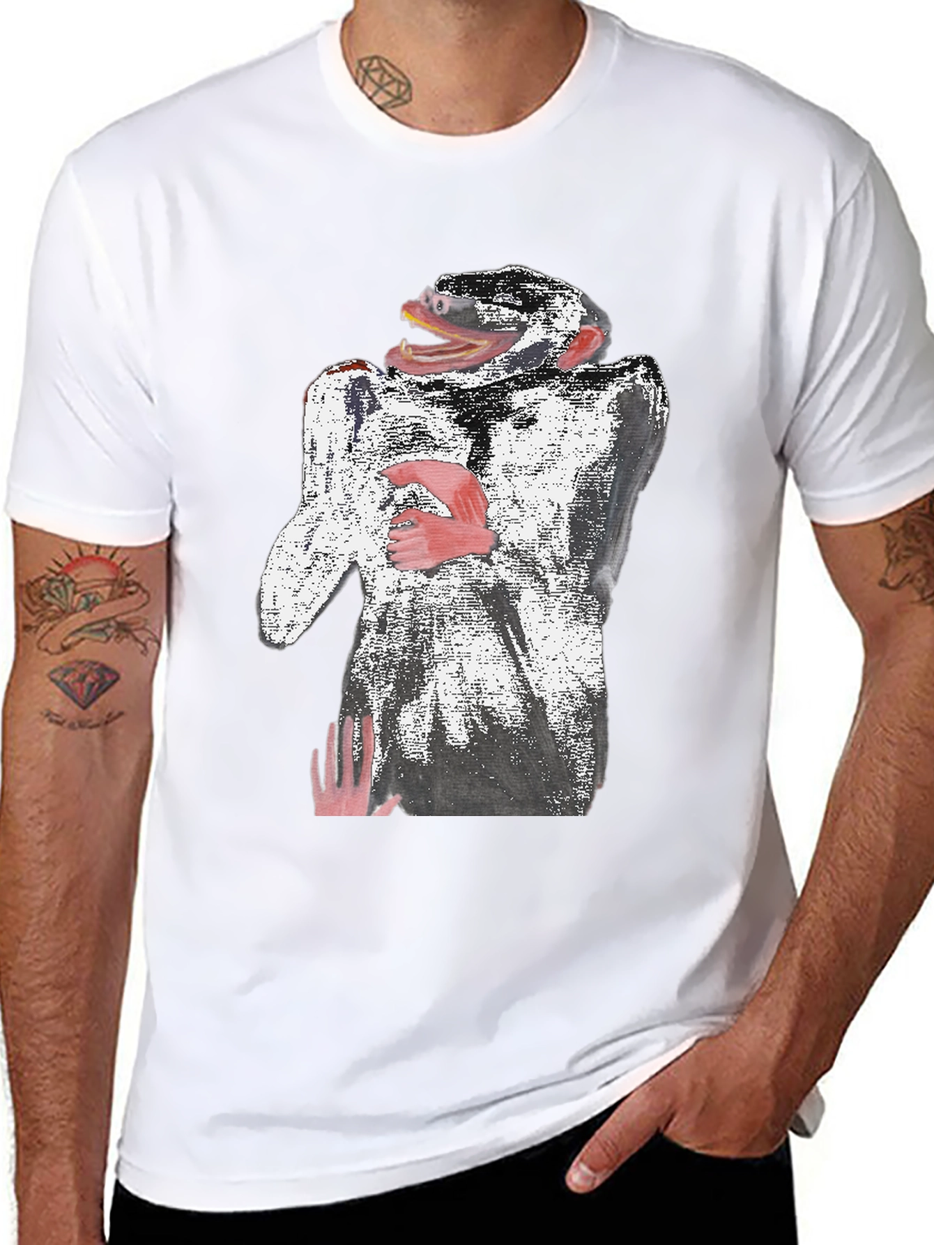 Abstract Monkey Graphic Tee - Black
