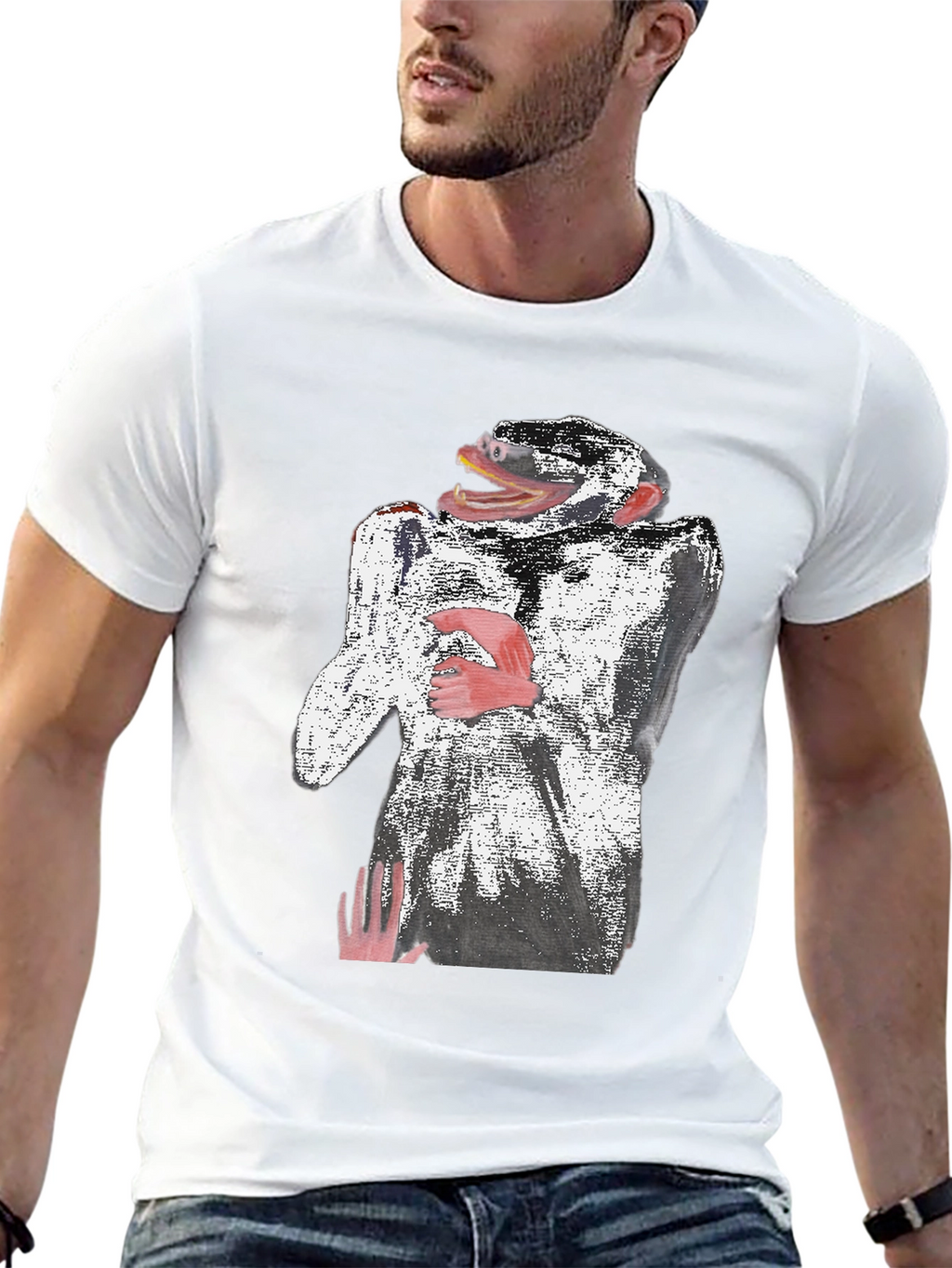 Abstract Monkey Graphic Tee - Black