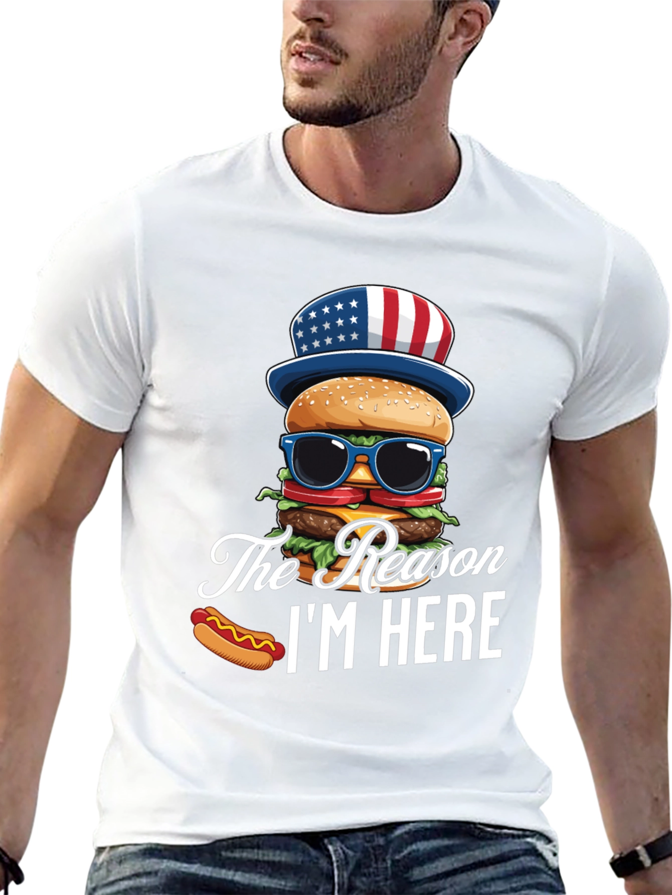 Patriotic Burger T-Shirt - The Reason Im Here