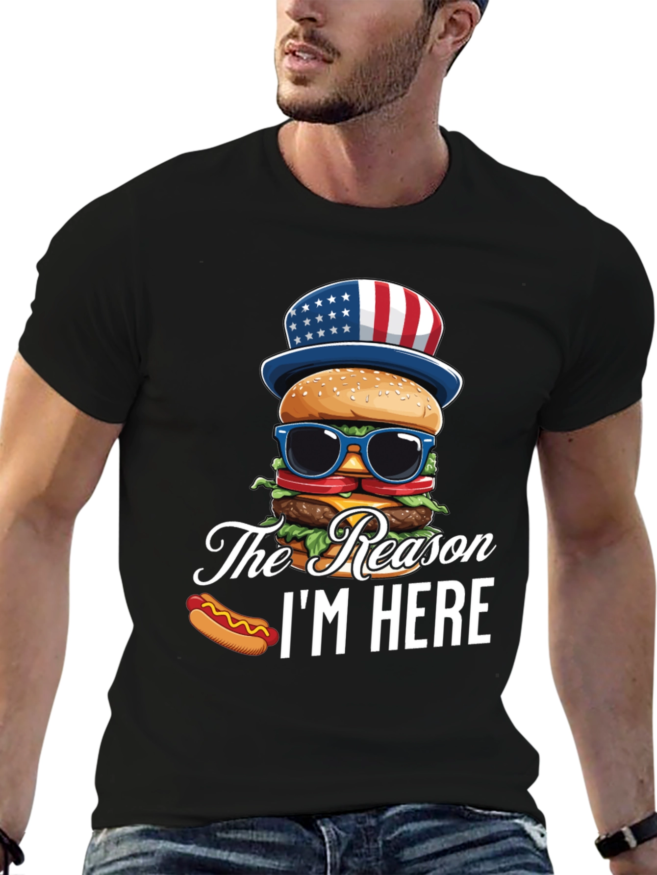 Patriotic Burger T-Shirt - The Reason Im Here