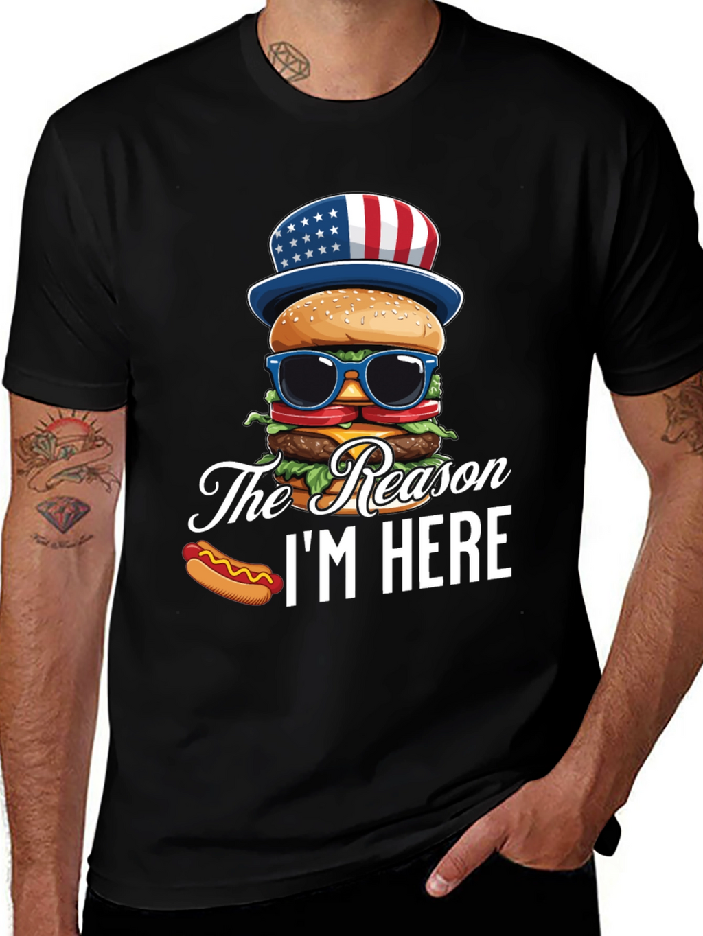 Patriotic Burger T-Shirt - The Reason Im Here