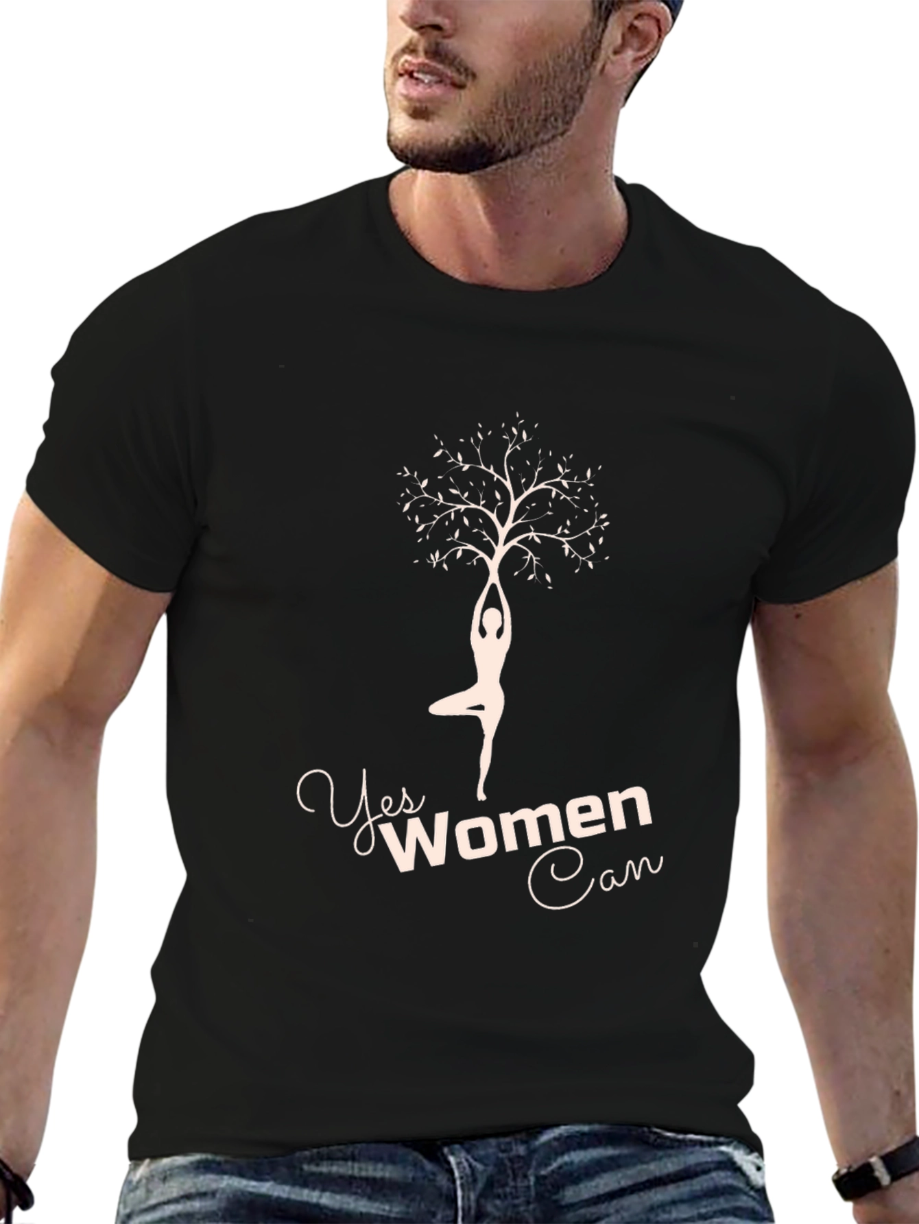 Yes Women Can Tree Yoga Tee - Black