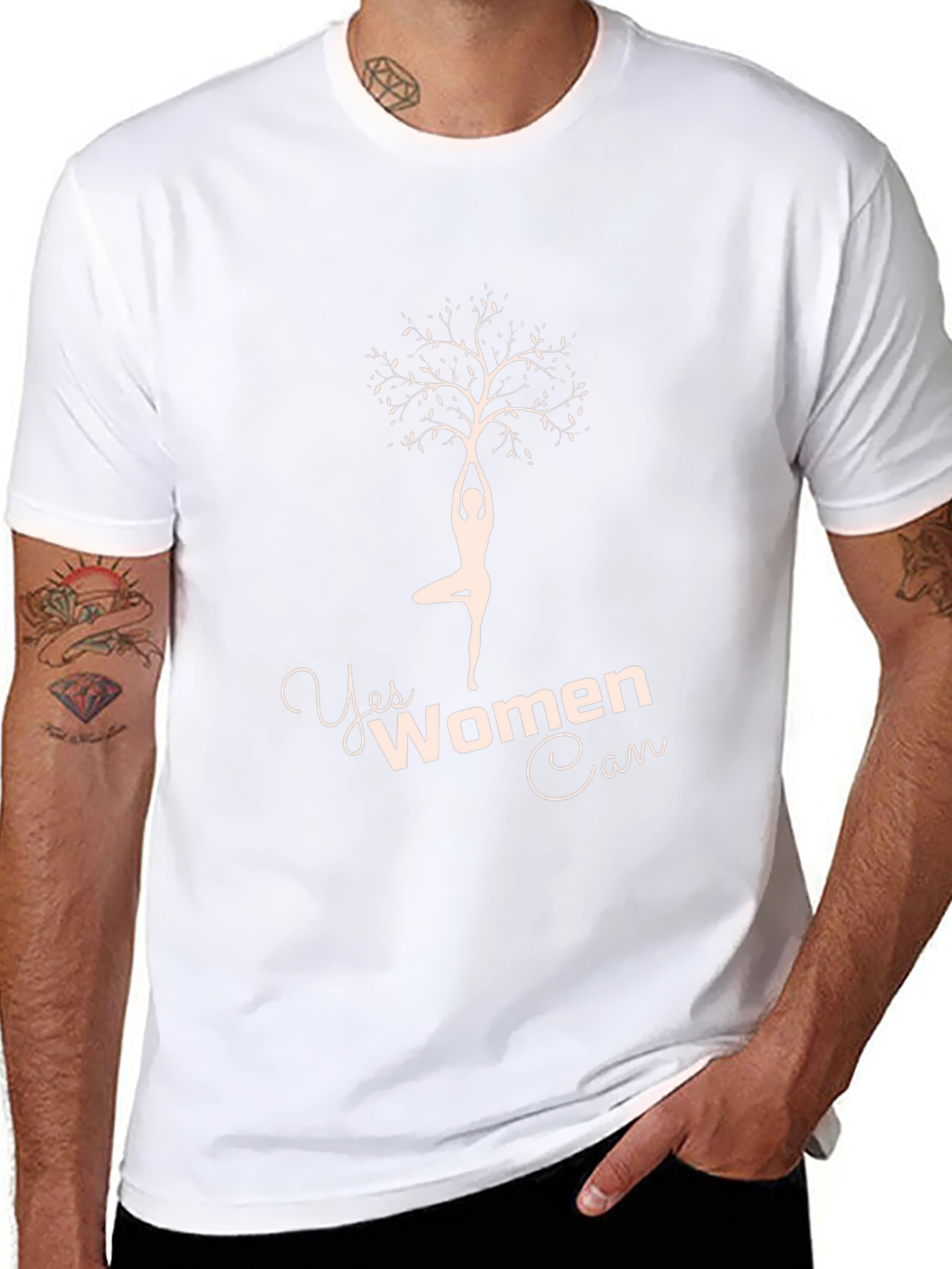 Yes Women Can Tree Yoga Tee - Black