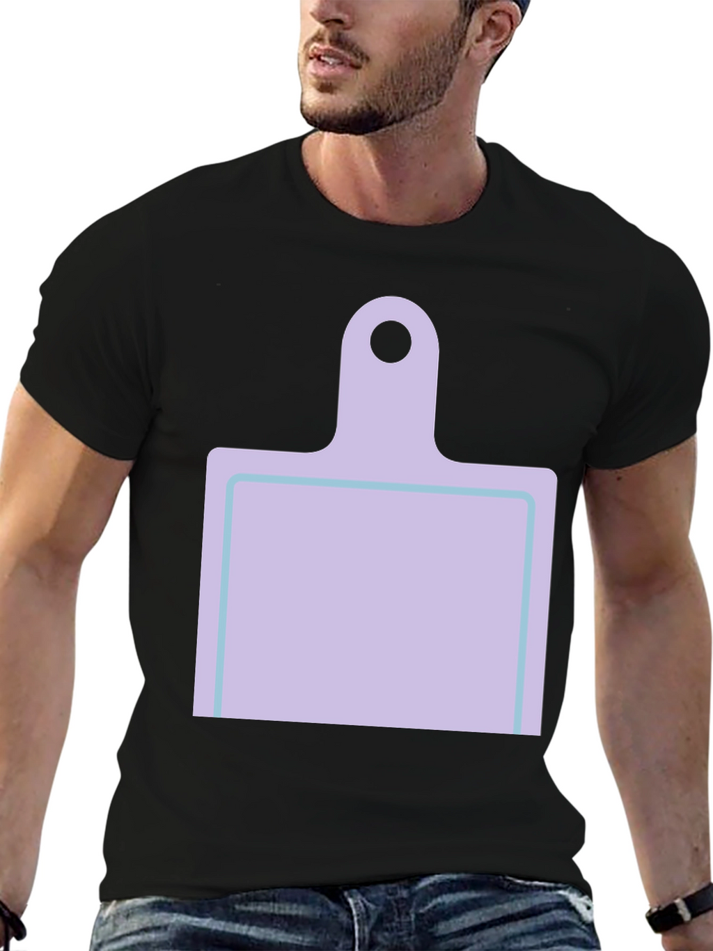 Novelty Cutting Board Graphic Tee - Black Casual Shirt