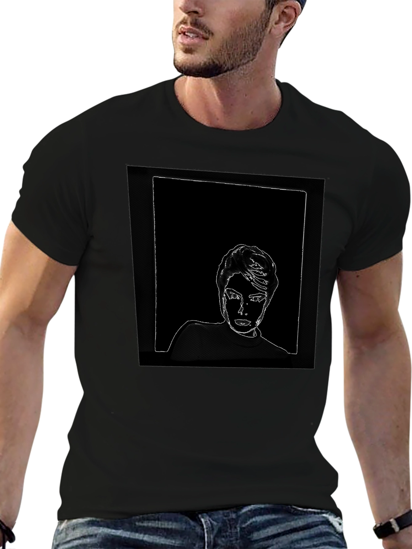 Abstract Portrait Graphic Tee - Black