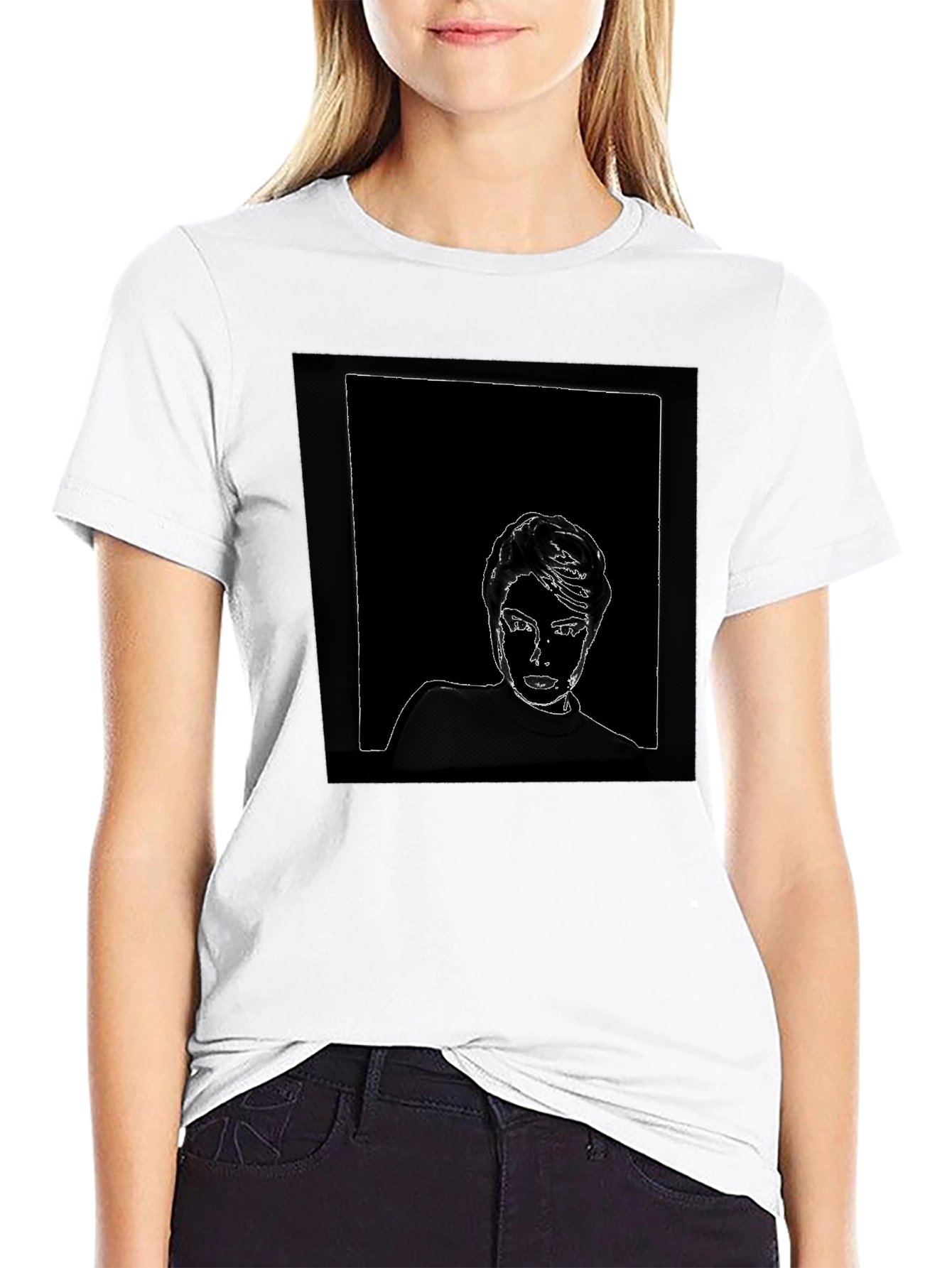 Abstract Portrait Graphic Tee - Black