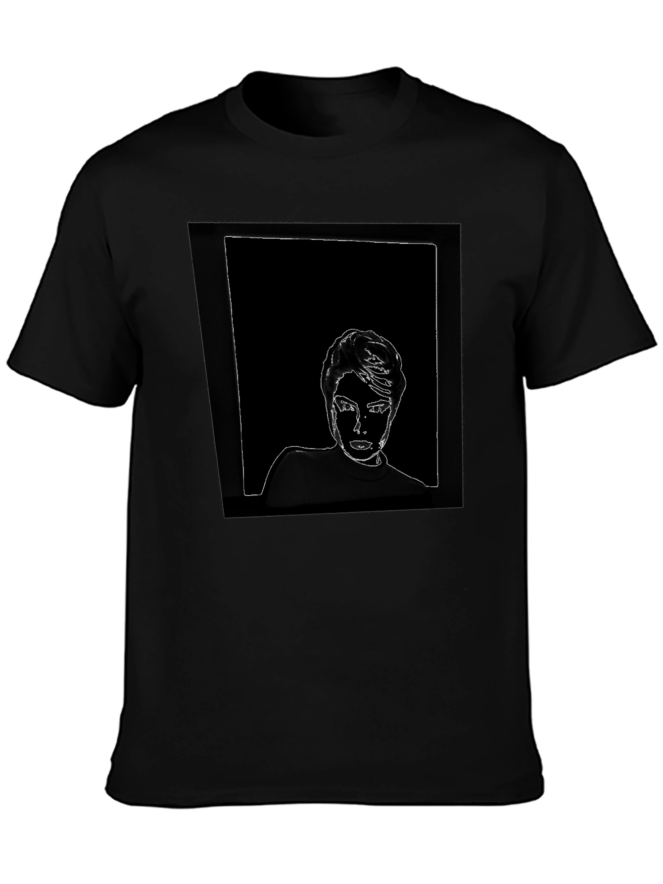 Abstract Portrait Graphic Tee - Black