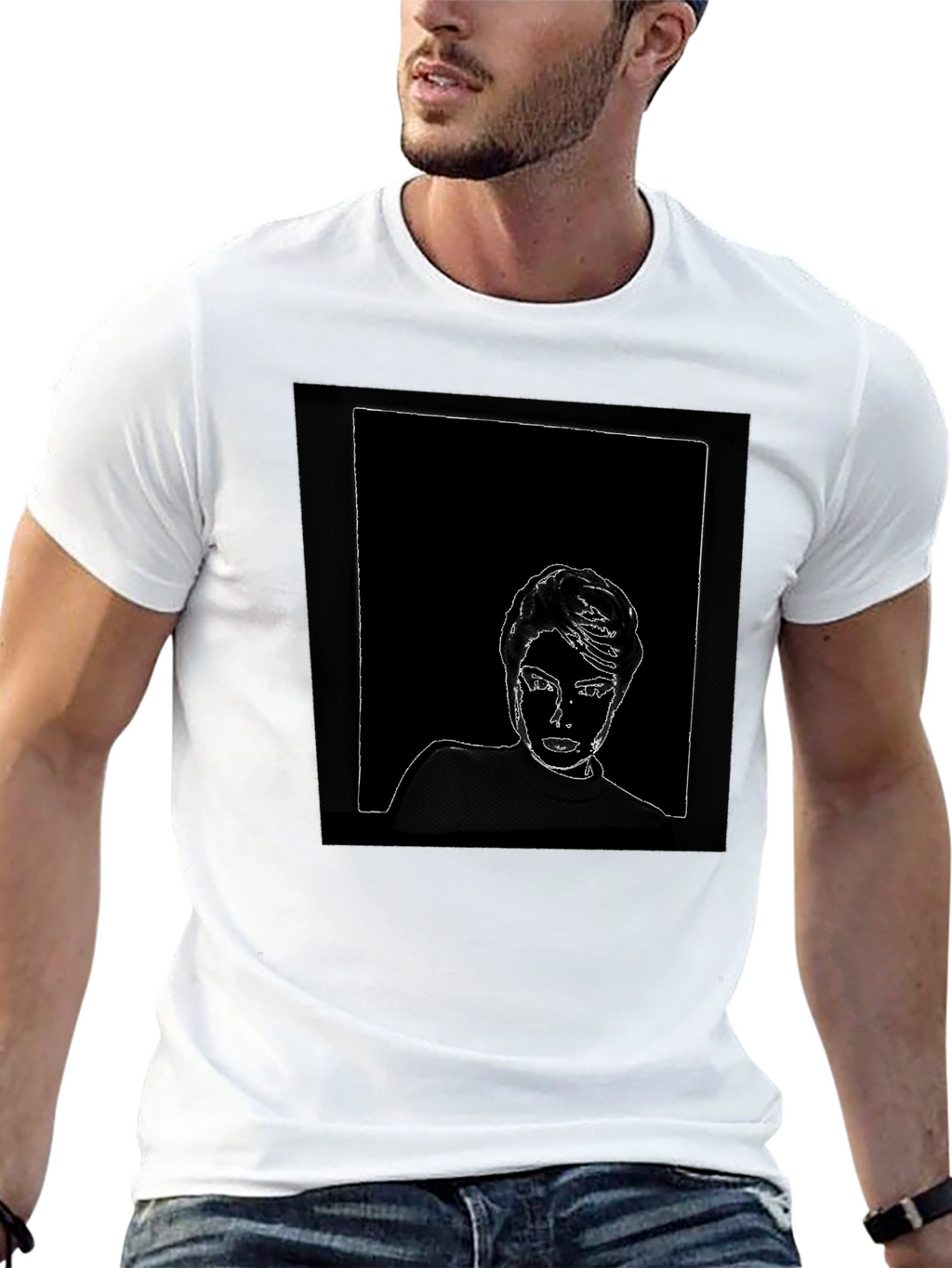 Abstract Portrait Graphic Tee - Black