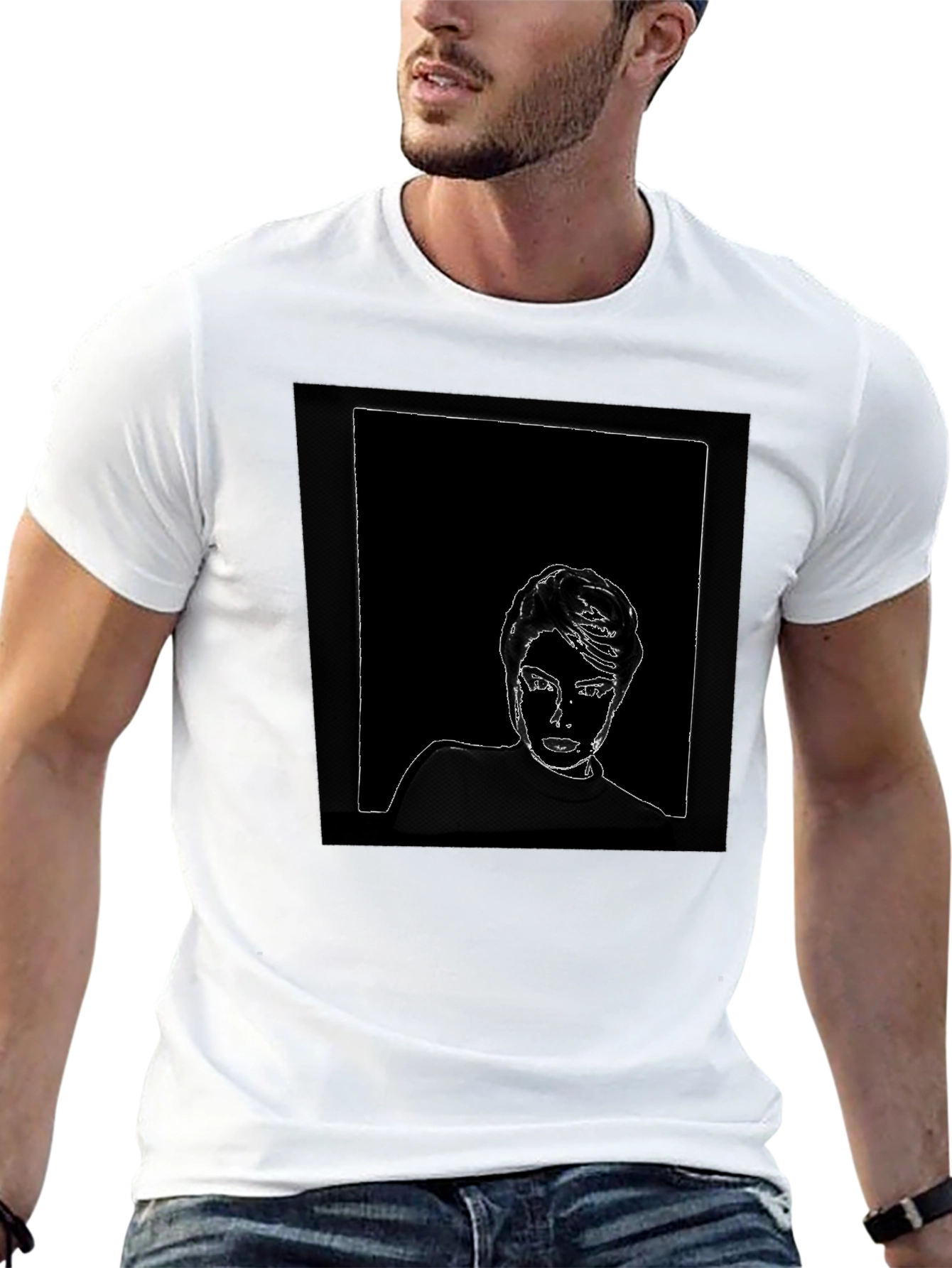 Abstract Portrait Graphic Tee - Black