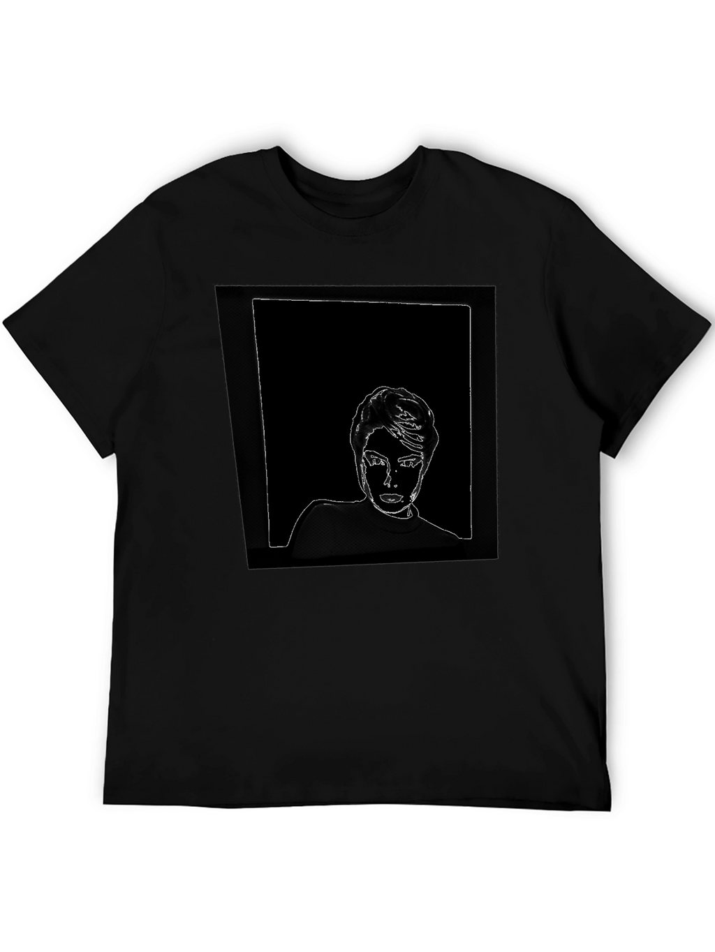 Abstract Portrait Graphic Tee - Black