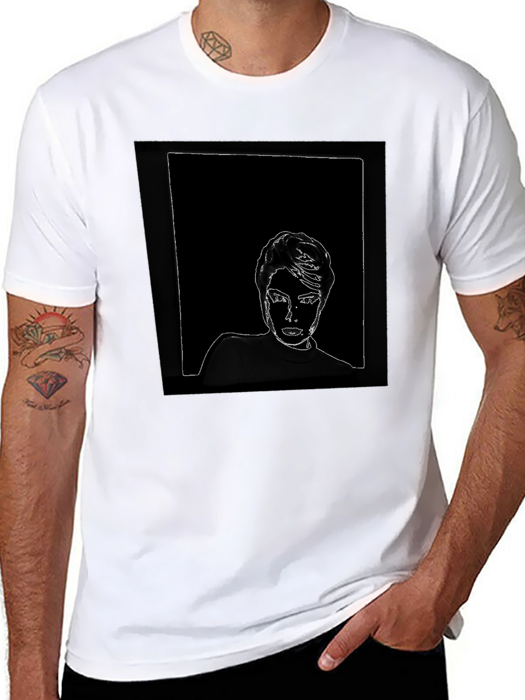 Abstract Portrait Graphic Tee - Black