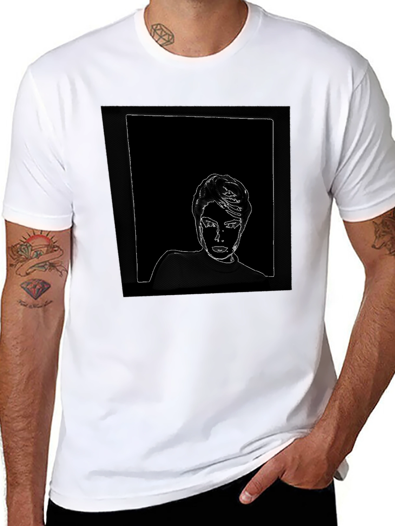Abstract Portrait Graphic Tee - Black