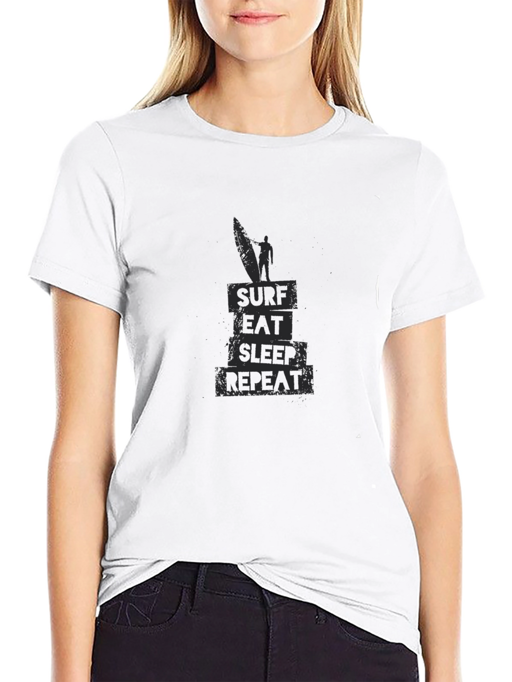 Surf Eat Sleep Repeat Black T-Shirt