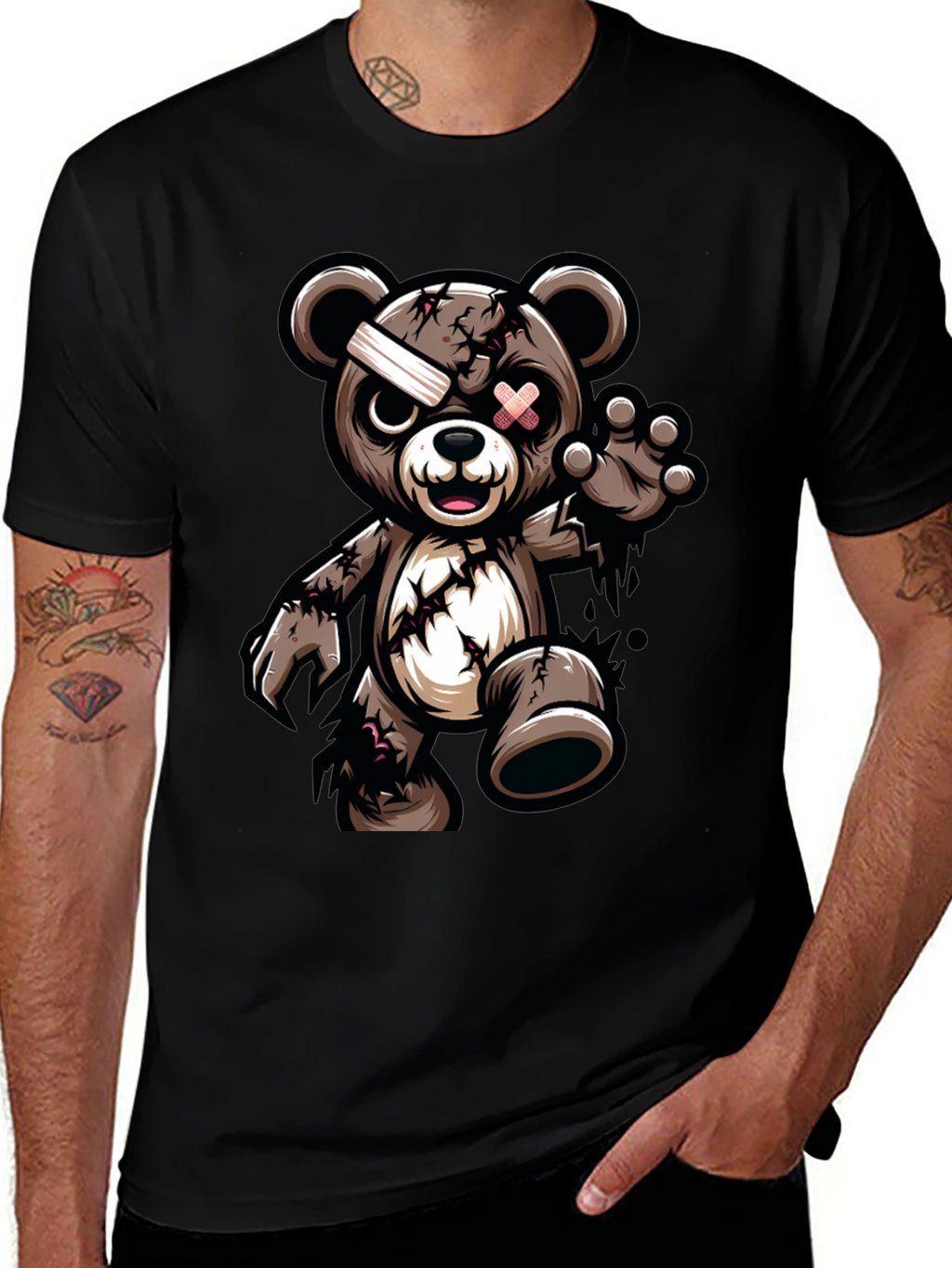 Zombie Teddy Bear Graphic T-Shirt