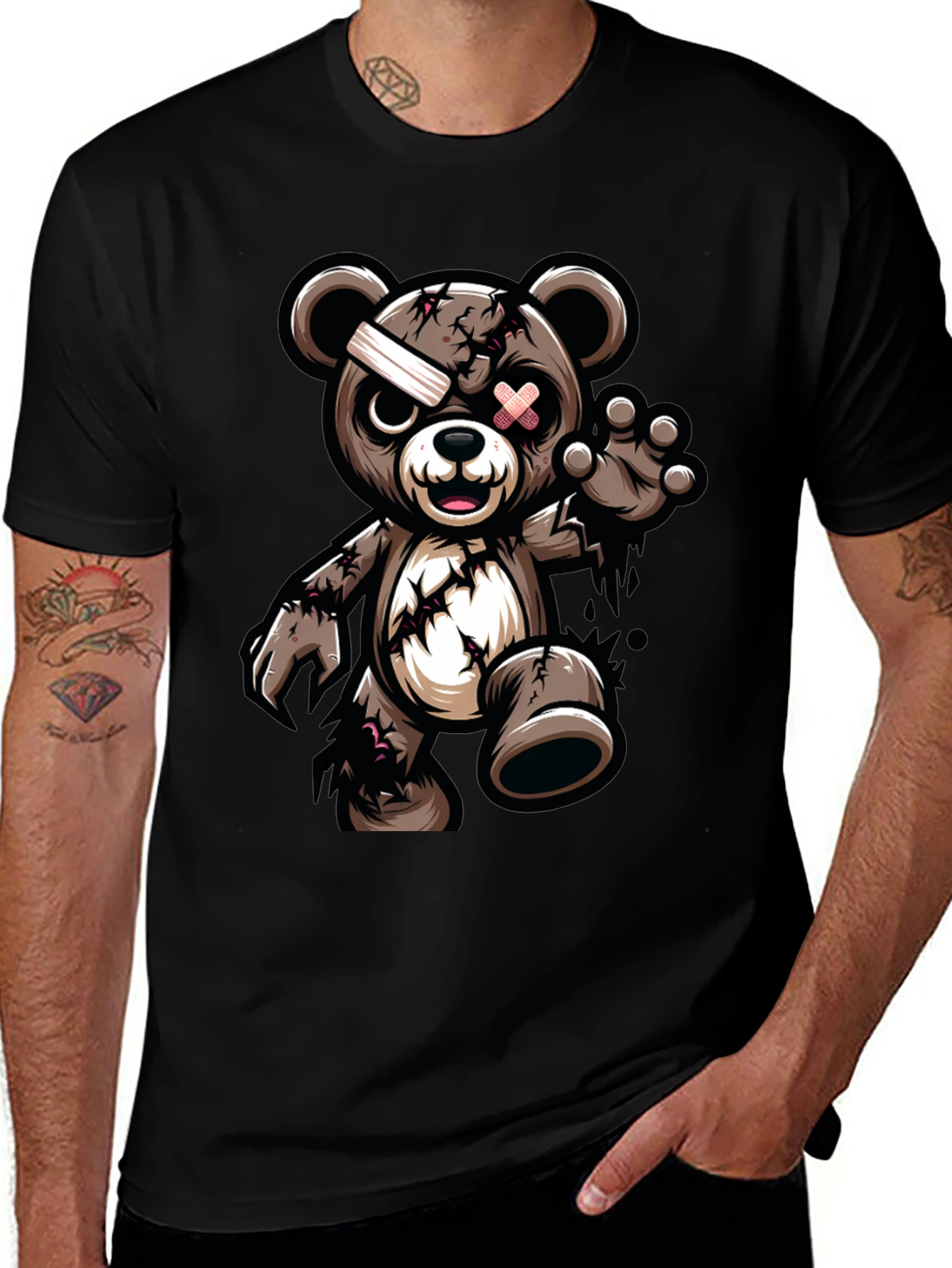 Zombie Teddy Bear Graphic T-Shirt