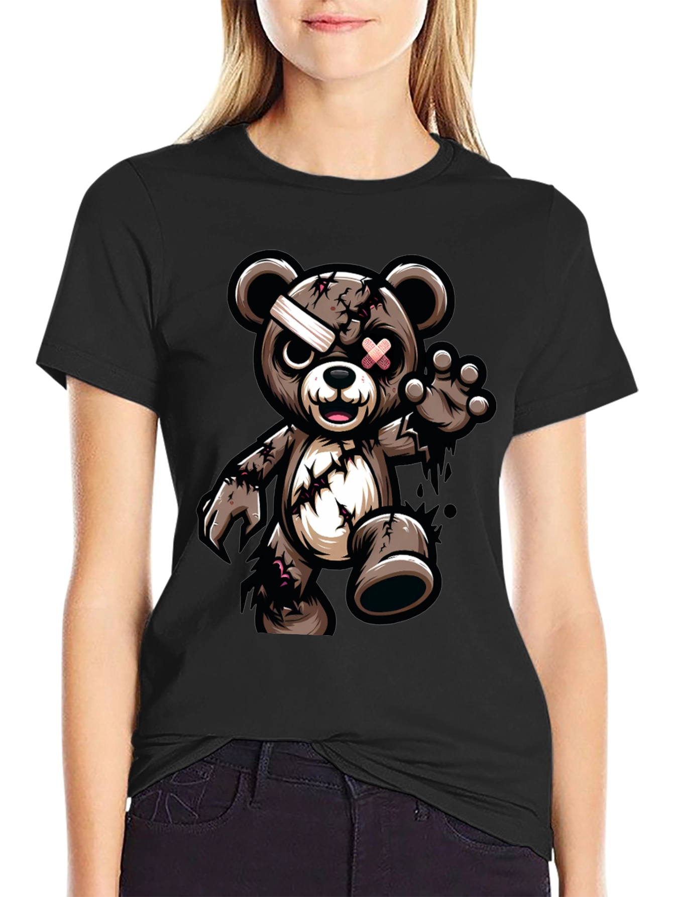 Zombie Teddy Bear Graphic T-Shirt