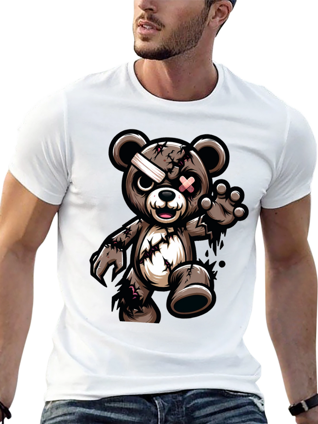 Zombie Teddy Bear Graphic T-Shirt