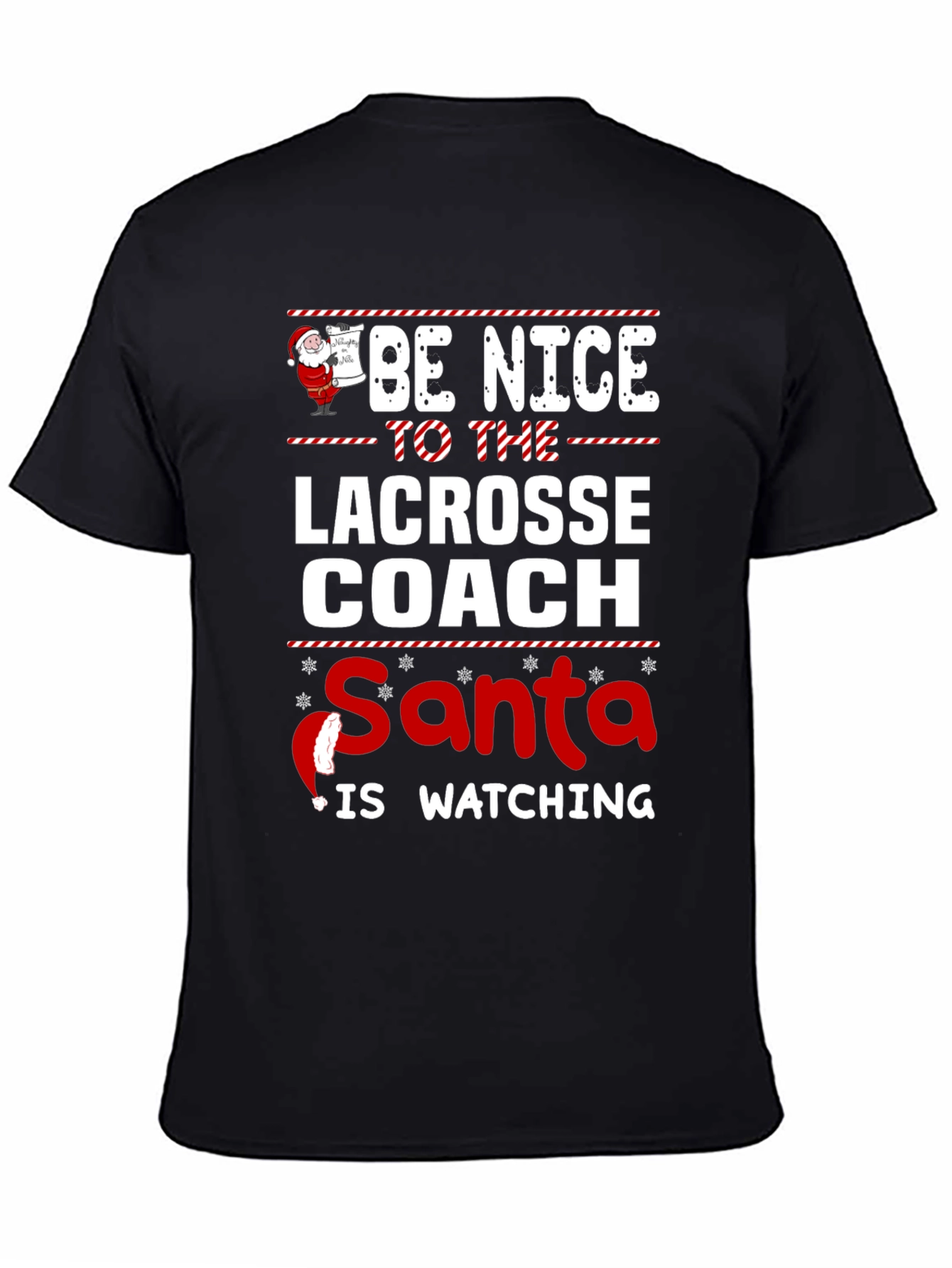 Lacrosse Coach Santa Watching T-Shirt Holiday Gift