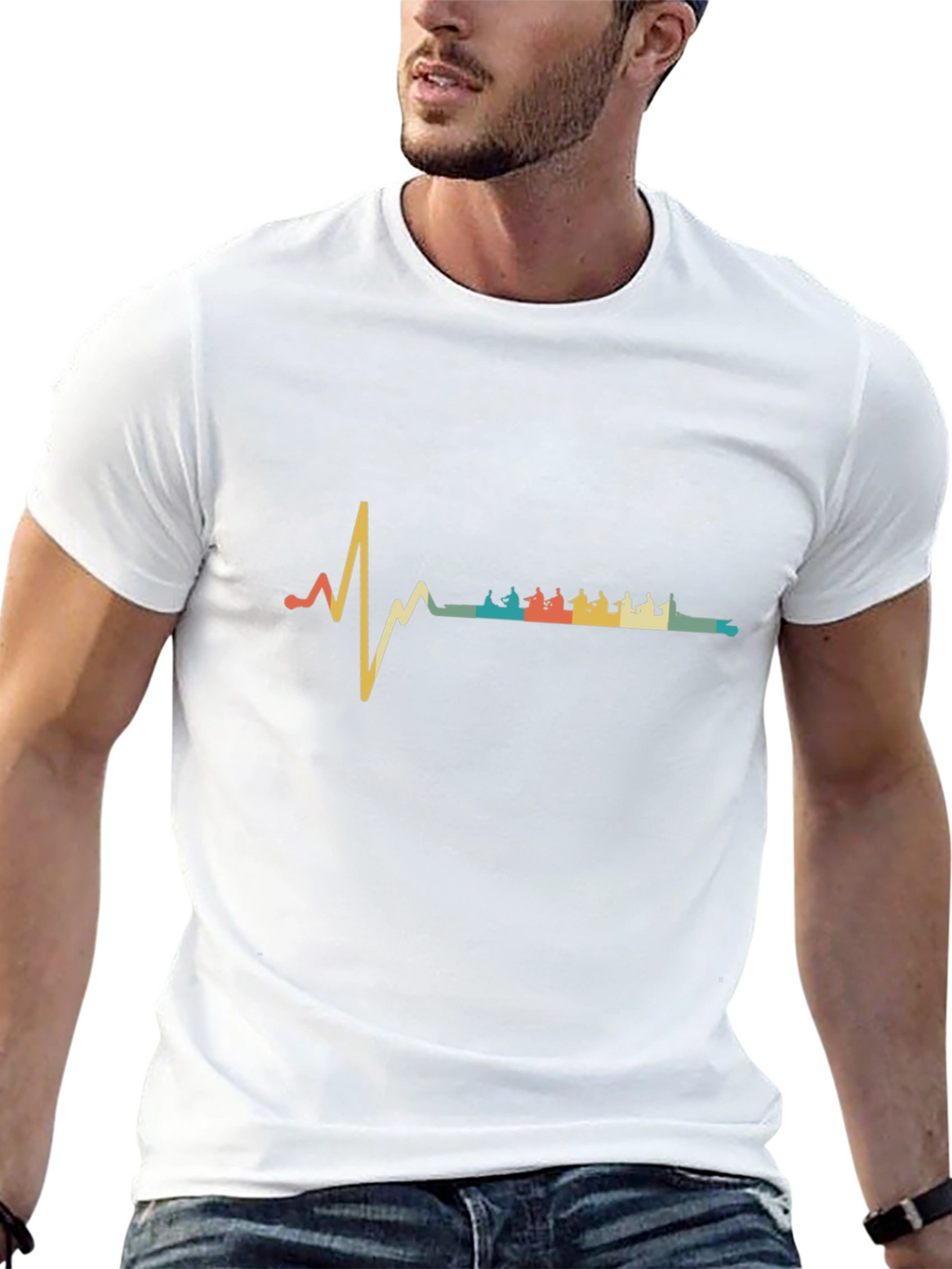 Rowing Heartbeat T-Shirt - Retro Crew Team Tee