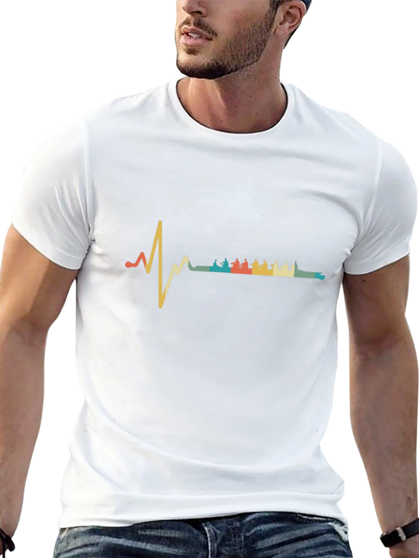 Rowing Heartbeat T-Shirt - Retro Crew Team Tee