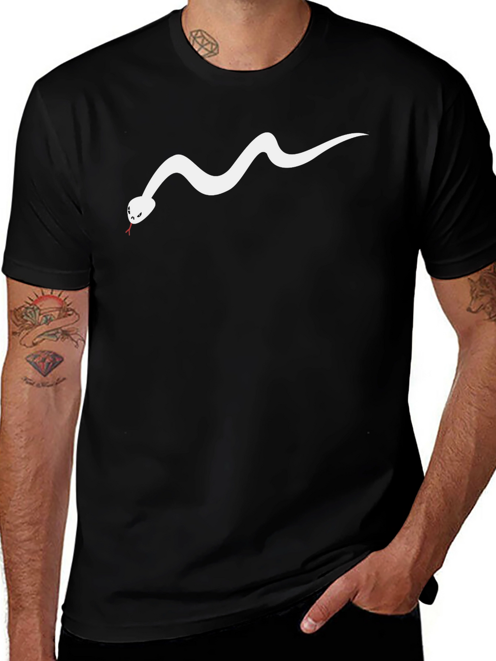 Black T-Shirt with Snake Graphic