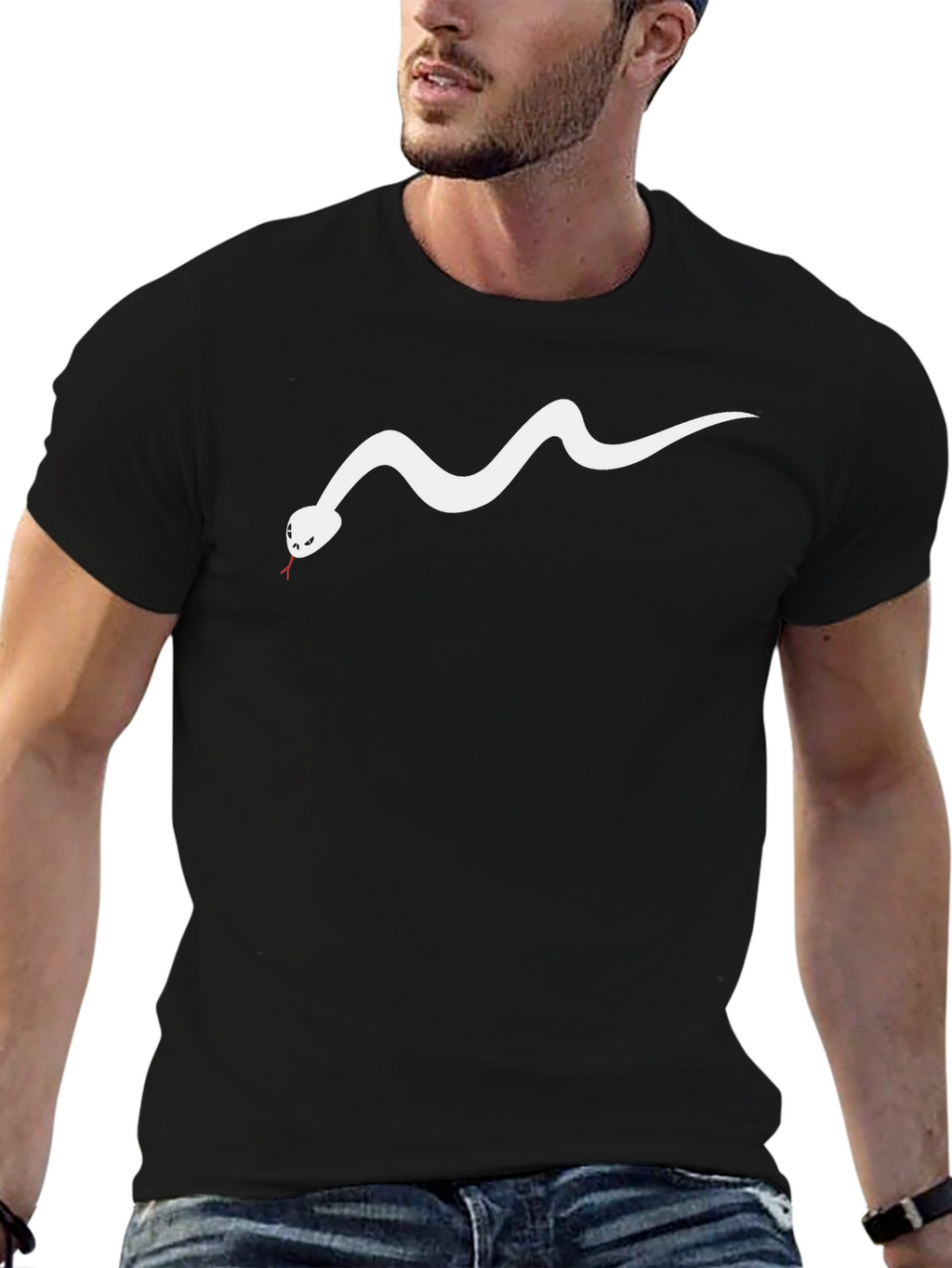 Black T-Shirt with Snake Graphic
