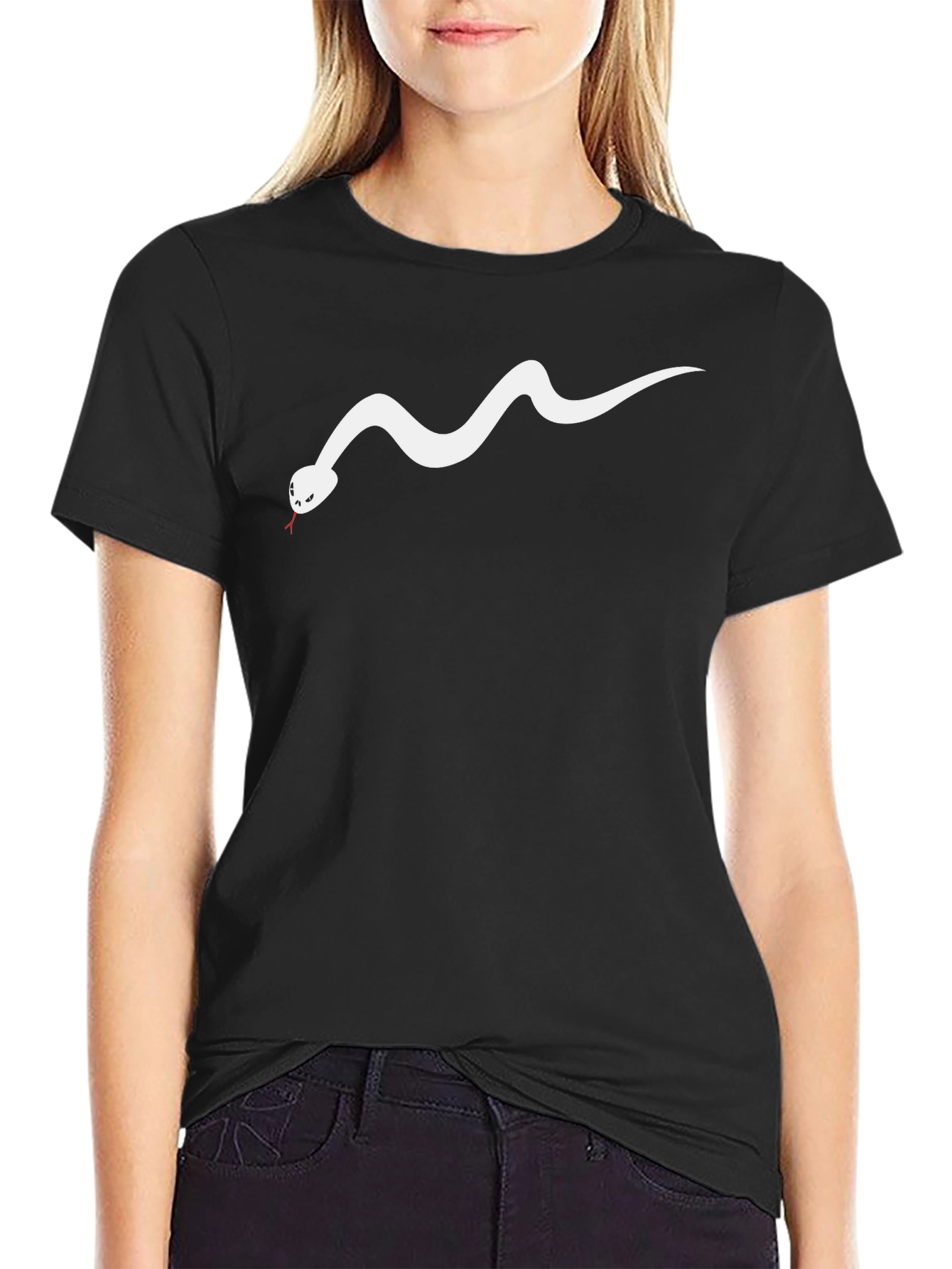 Black T-Shirt with Snake Graphic