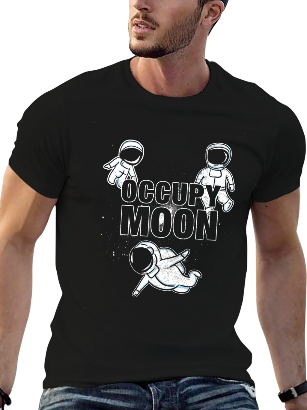 Occupy Moon Graphic T-Shirt - Space Adventure Tee