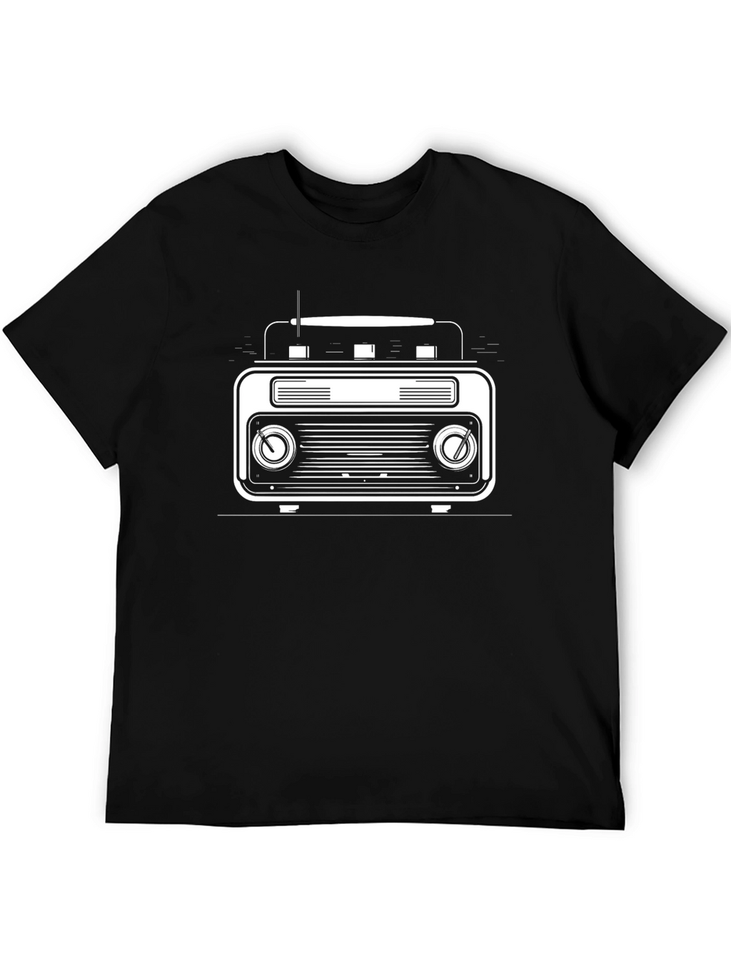 Retro Radio Graphic Tee - Stylish Black T-Shirt