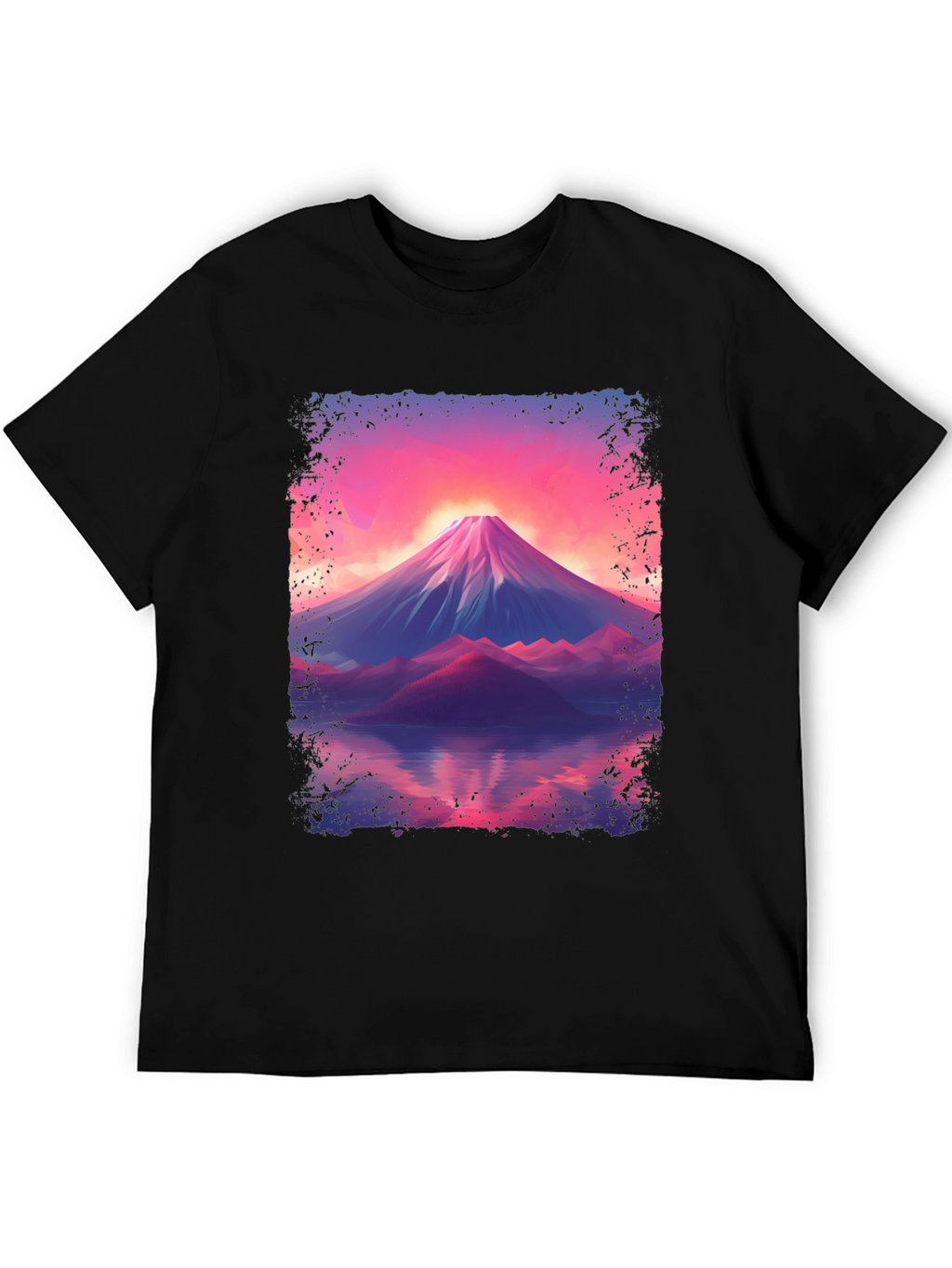 Mountain Sunset Graphic Tee - Black Cotton Blend