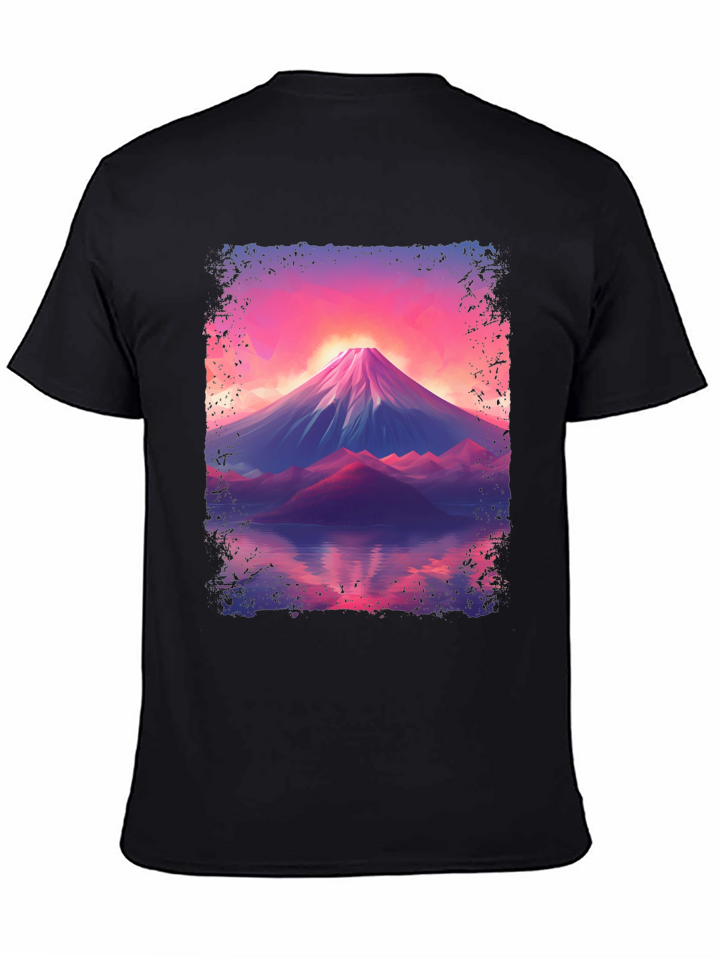 Mountain Sunset Graphic Tee - Black Cotton Blend