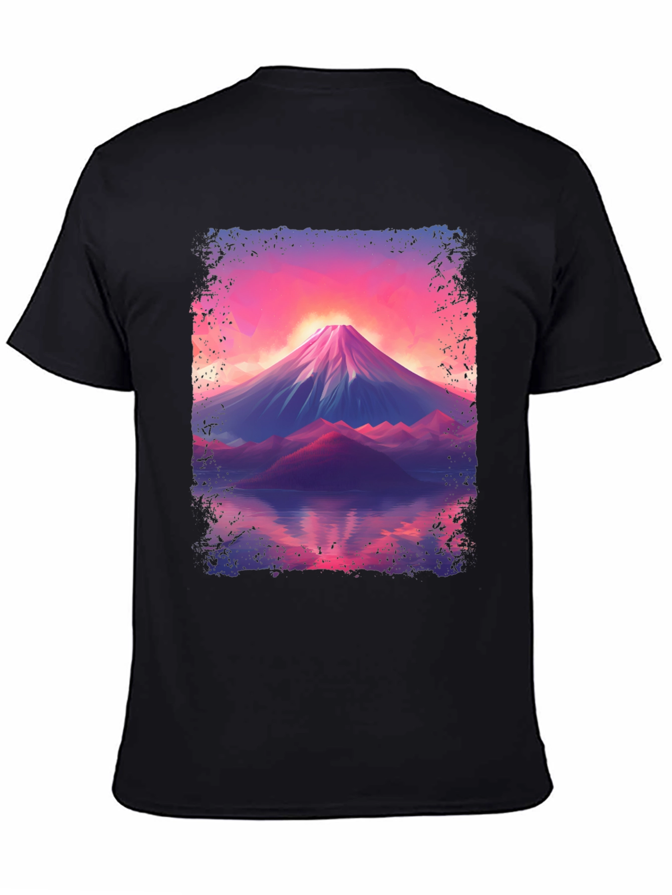 Mountain Sunset Graphic Tee - Black Cotton Blend