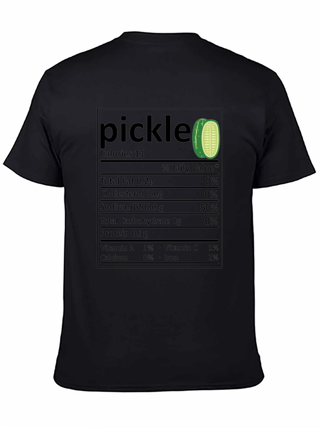 Funny Pickle Nutrition Facts Black T-Shirt